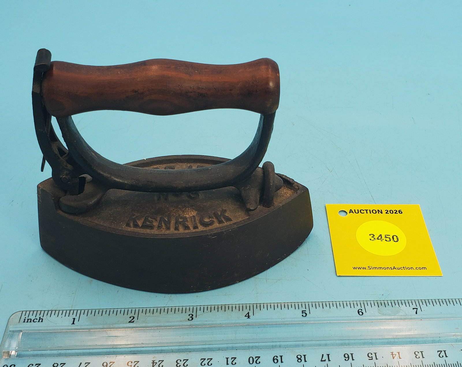 Cold handle, English, Lace Iron, Kenrick, about 1900, L 5 1/8" No. 3: Cold handle, English, Lace Iron, Kenrick, about 1900, L 5 1/8" No. 3