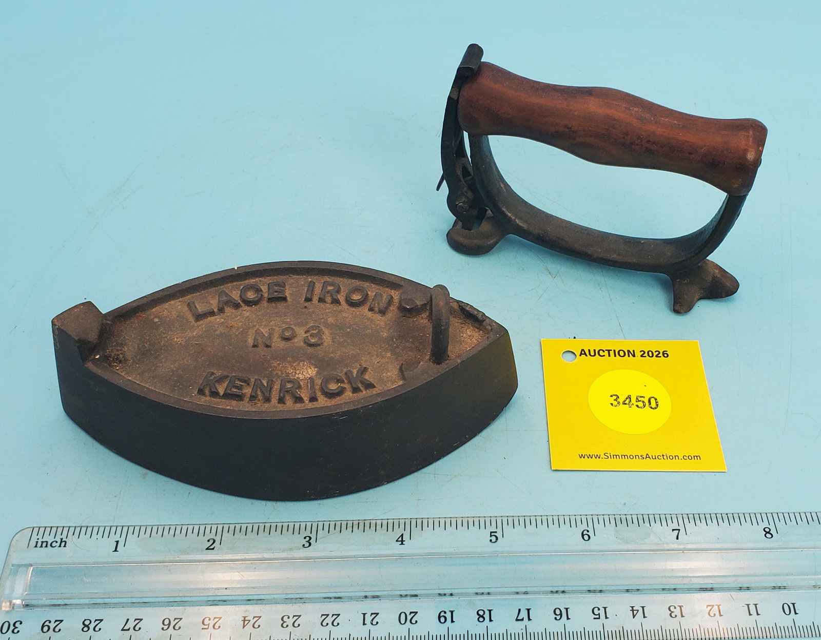 Cold handle, English, Lace Iron, Kenrick, about 1900, L 5 1/8" No. 3 - 2