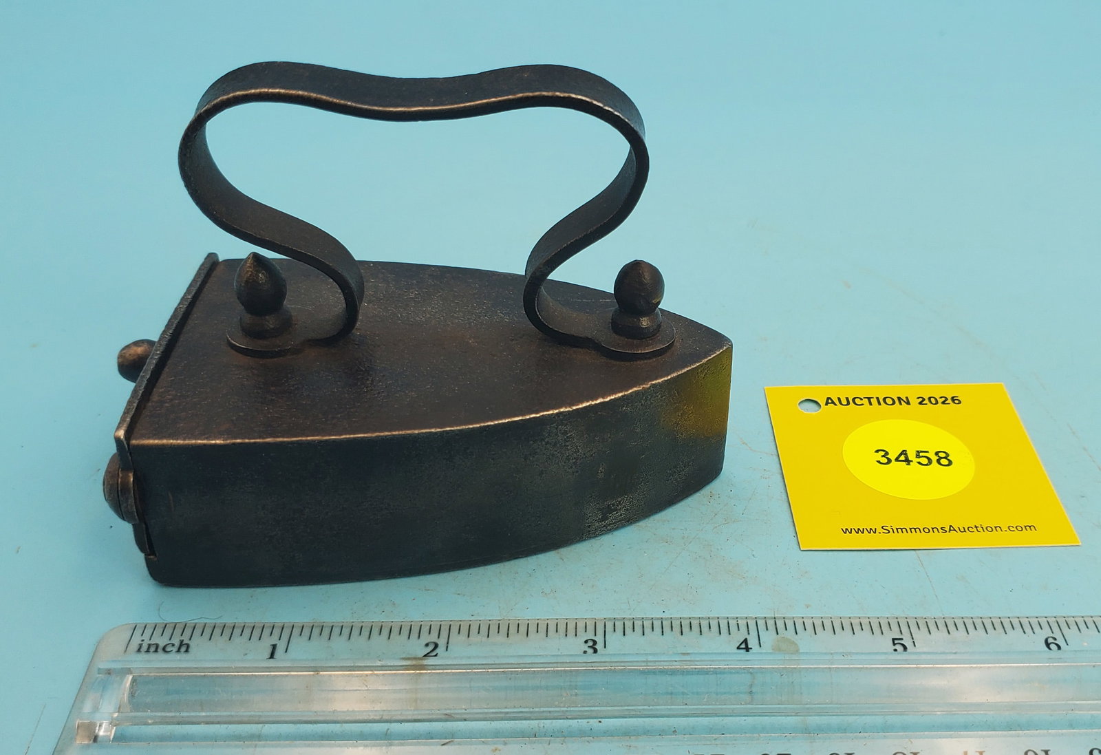 Slug iron, strap handle, back swing gate, w/slug, L 4" - 3