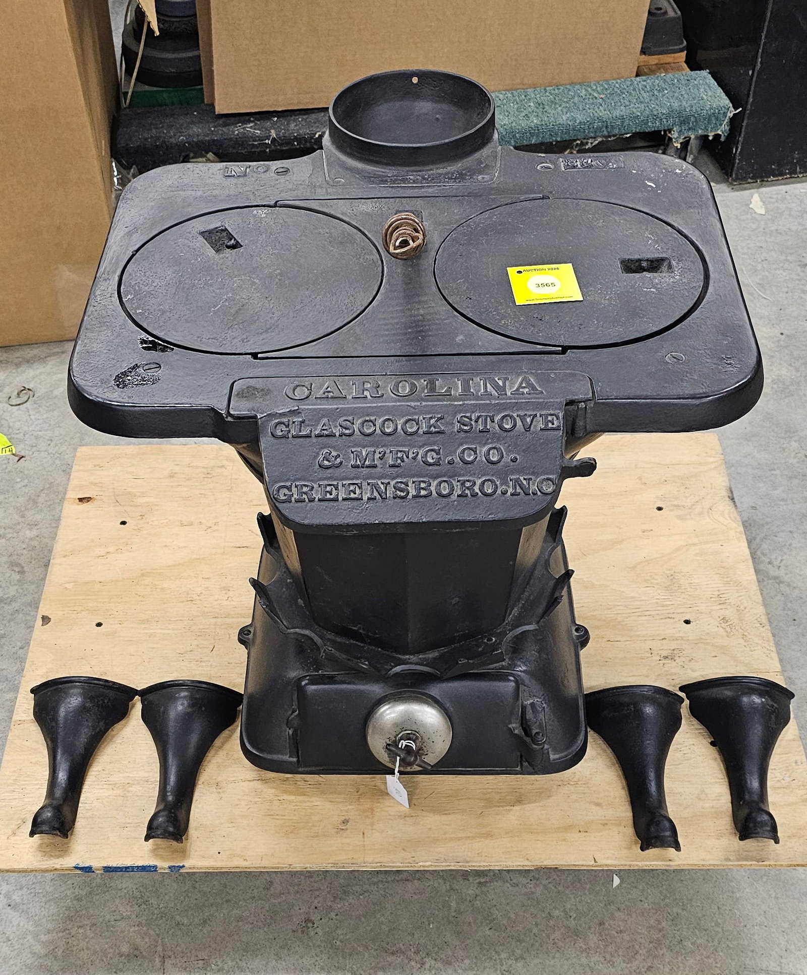 Carolina Stove, Glascock Stove & Manufacture Co, Greensborough NC, holds 8 irons, No 88, 26" tall (1 of 2)
