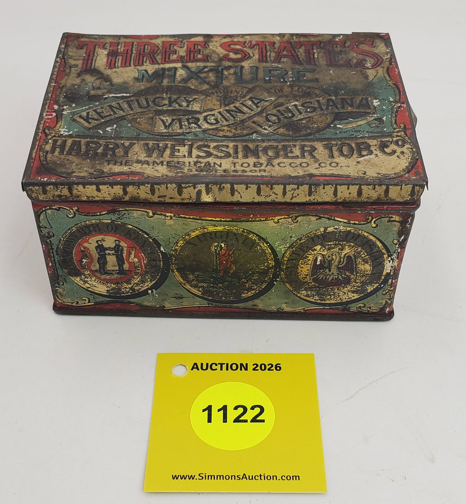 Three States Mixture tin tobacco box: Three States Mixture tin tobacco box