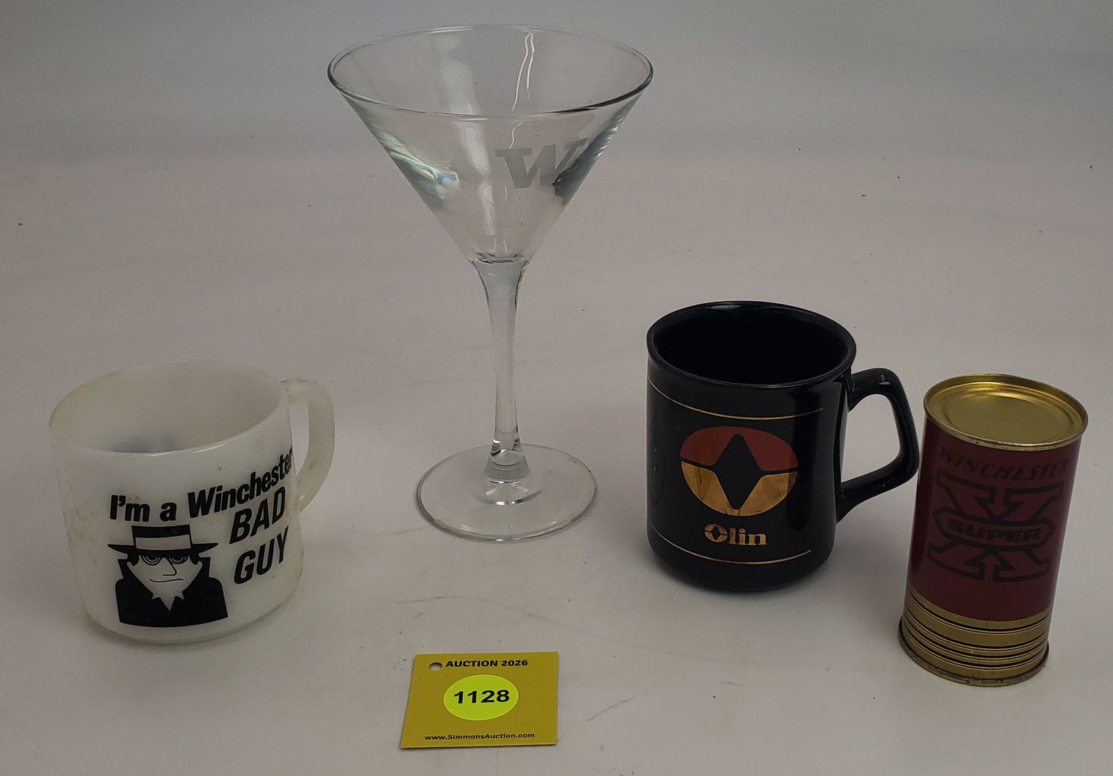 Lot of 4, 3 Winchester cups, 1 tin can: Lot of 4, 3 Winchester cups, 1 tin can