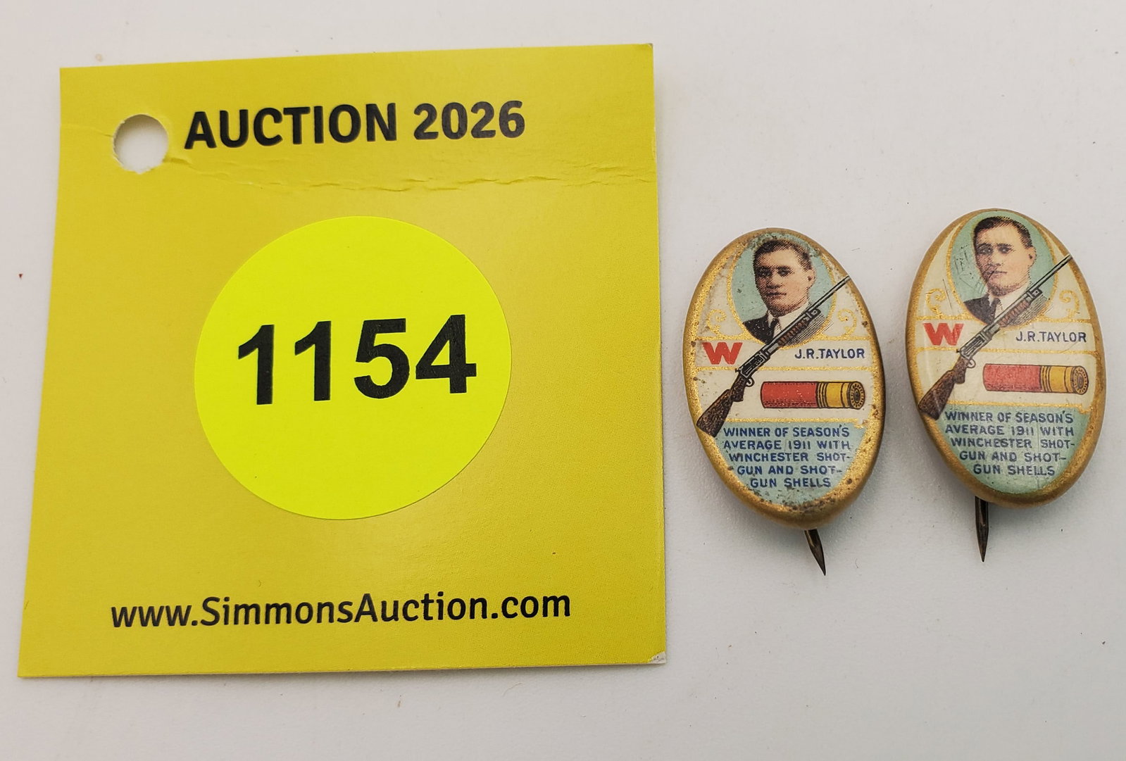 Lot of 2, Winchester J.R. Taylor pins: Lot of 2, Winchester J.R. Taylor pins