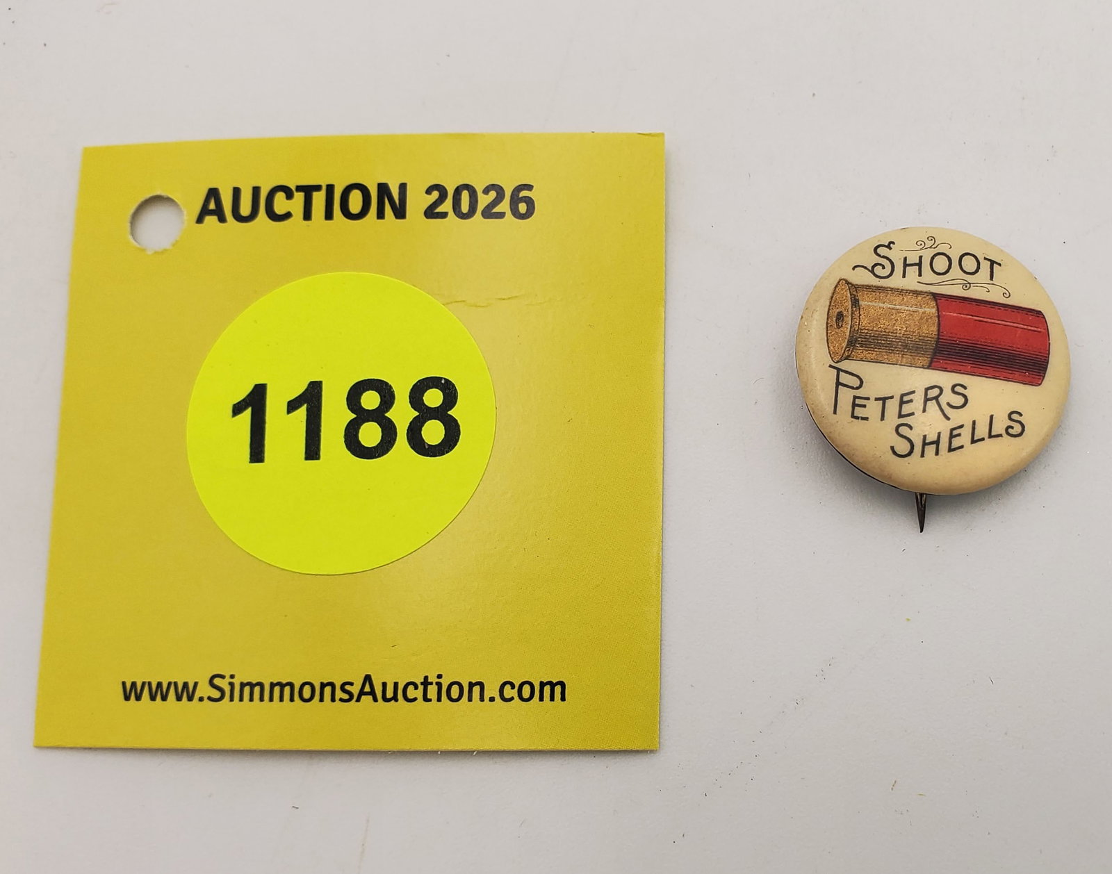 Shoot Peters Shells pin, F.F. Pulver Co: Shoot Peters Shells pin, F.F. Pulver Co