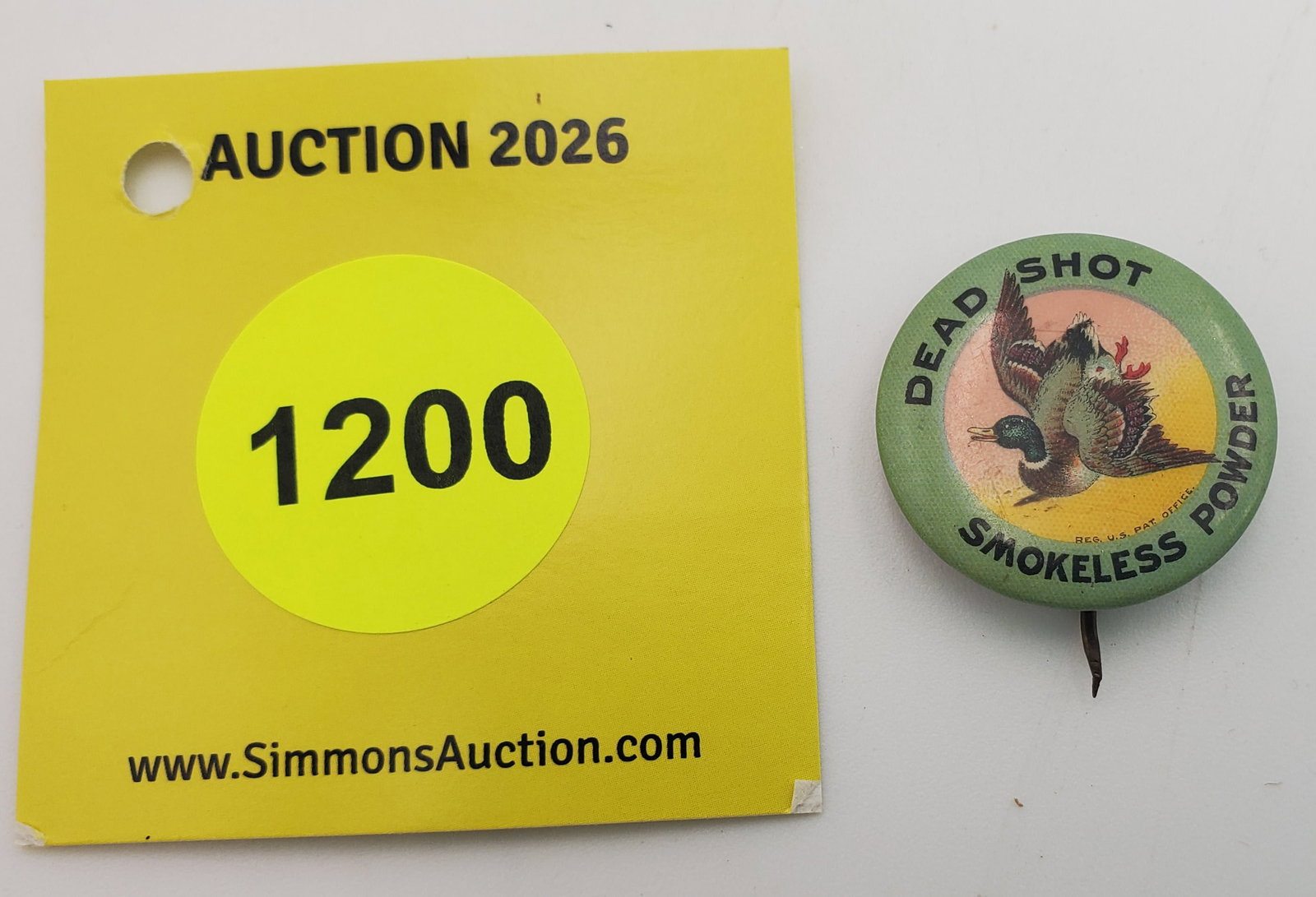 Dead shot smokeless powder pin, The T.F Moore Co: Dead shot smokeless powder pin, The T.F Moore Co