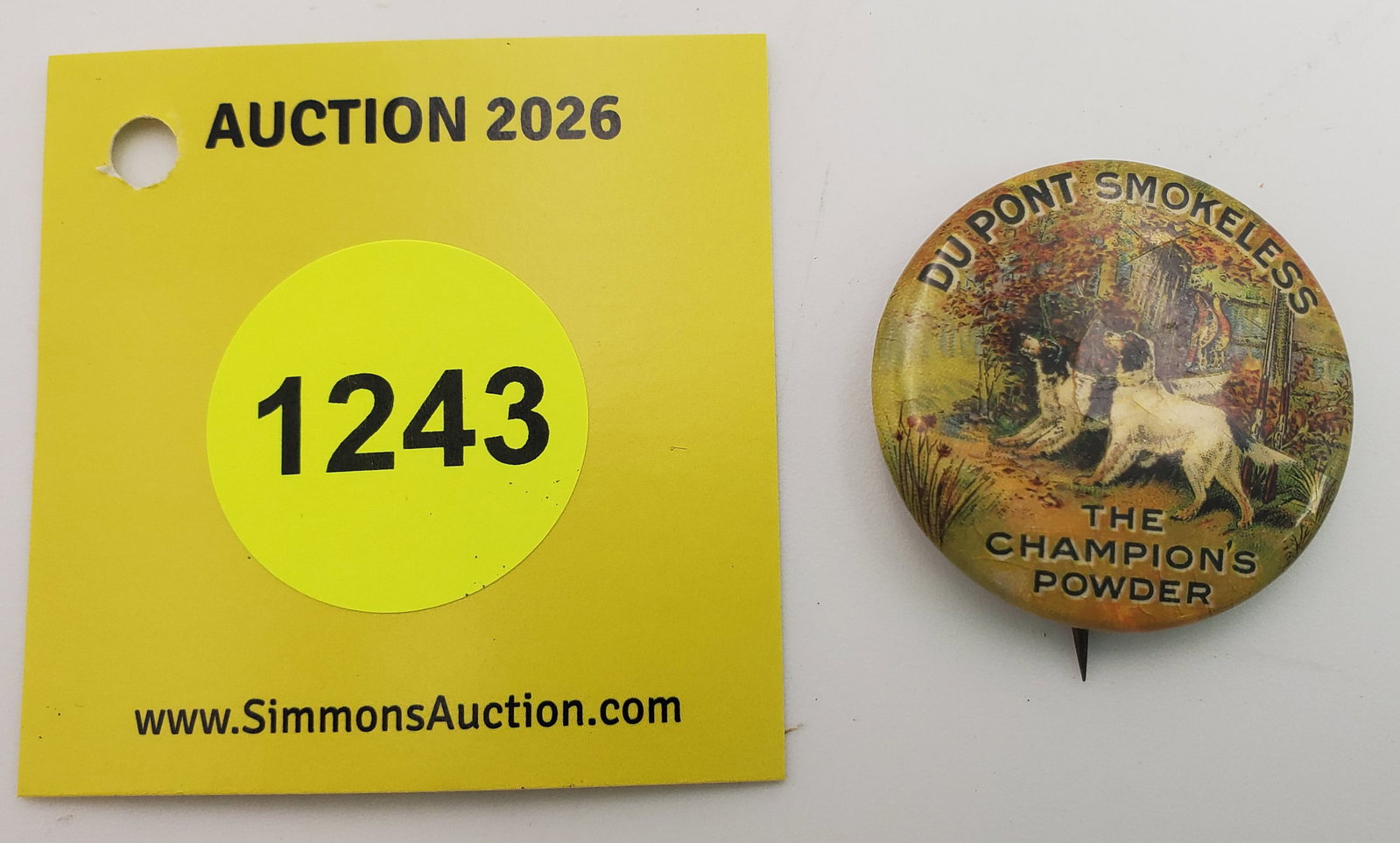 DU Point Smokeless The Champions Powder pin, Whitehead & Hoag Co: DU Point Smokeless The Champions Powder pin, Whitehead & Hoag Co