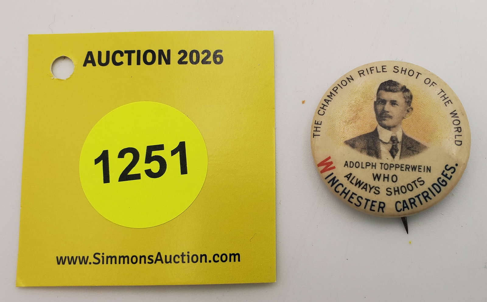 Winchester The Champion Rifle Shot of the World Adolph Topperwein pin: Winchester The Champion Rifle Shot of the World Adolph Topperwein pin