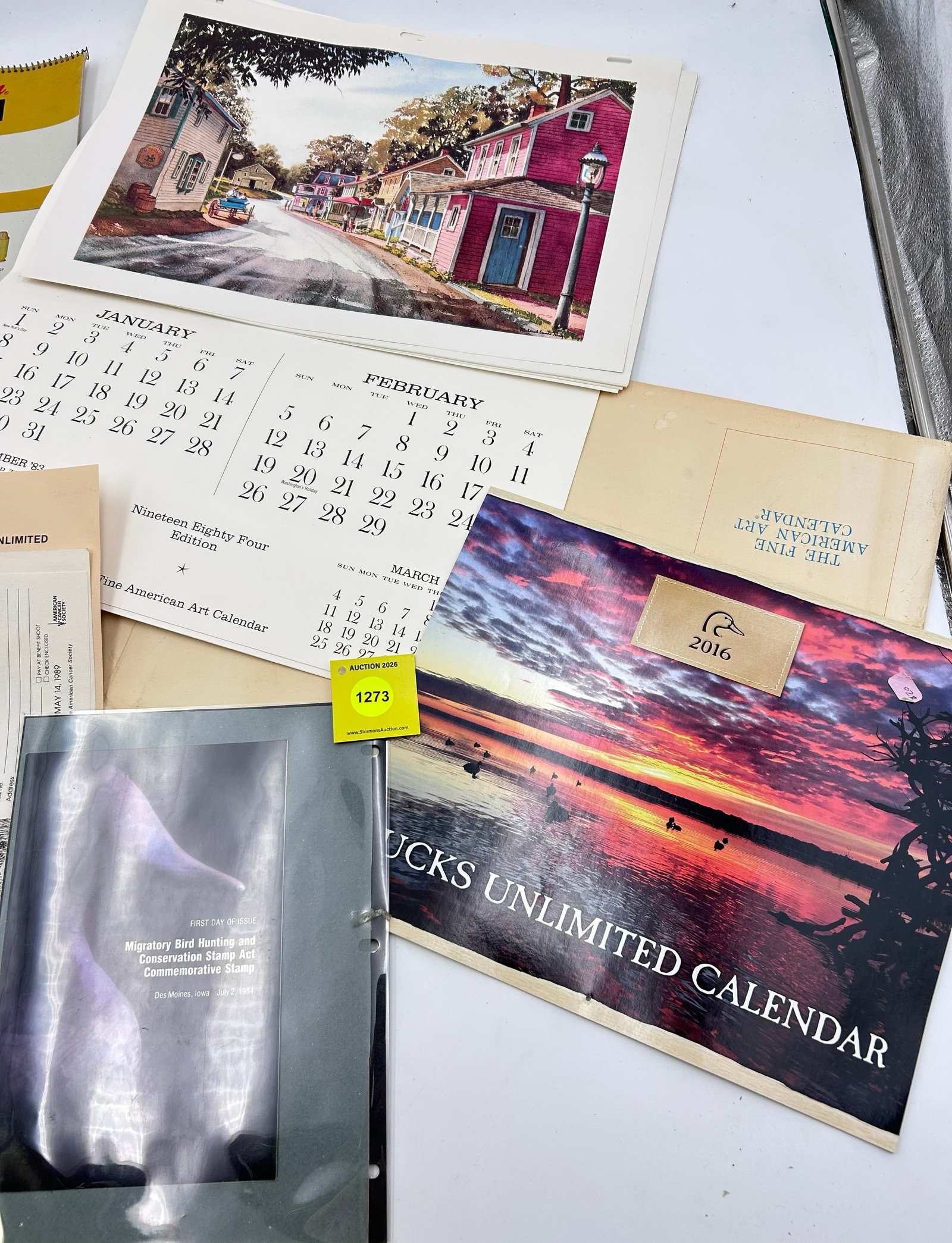 Lot of 4, The Fine American Art Calendar, 2016 Ducks Unlimited Calendar, First Day of Issue Migra... - 2