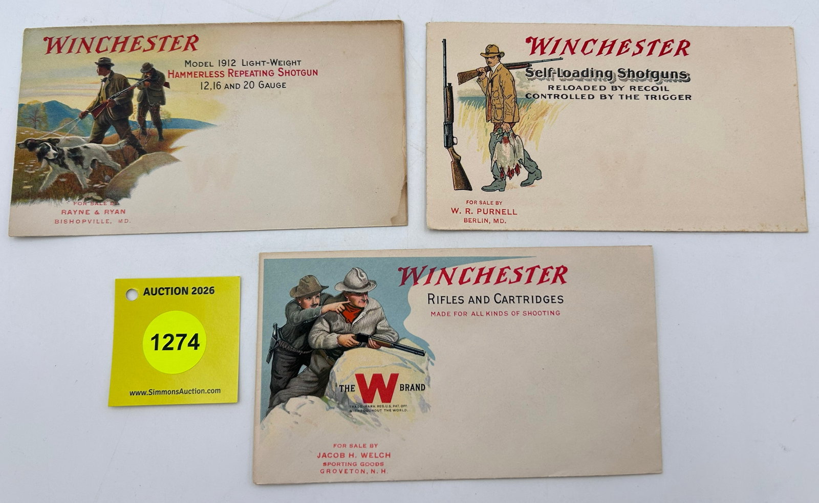 Lot of 3, Winchester Envelopes (1 of 2)