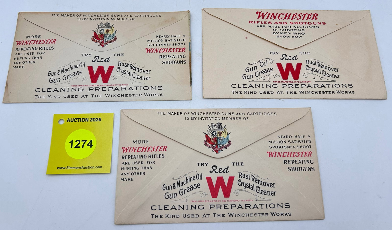 Lot of 3, Winchester Envelopes - 2