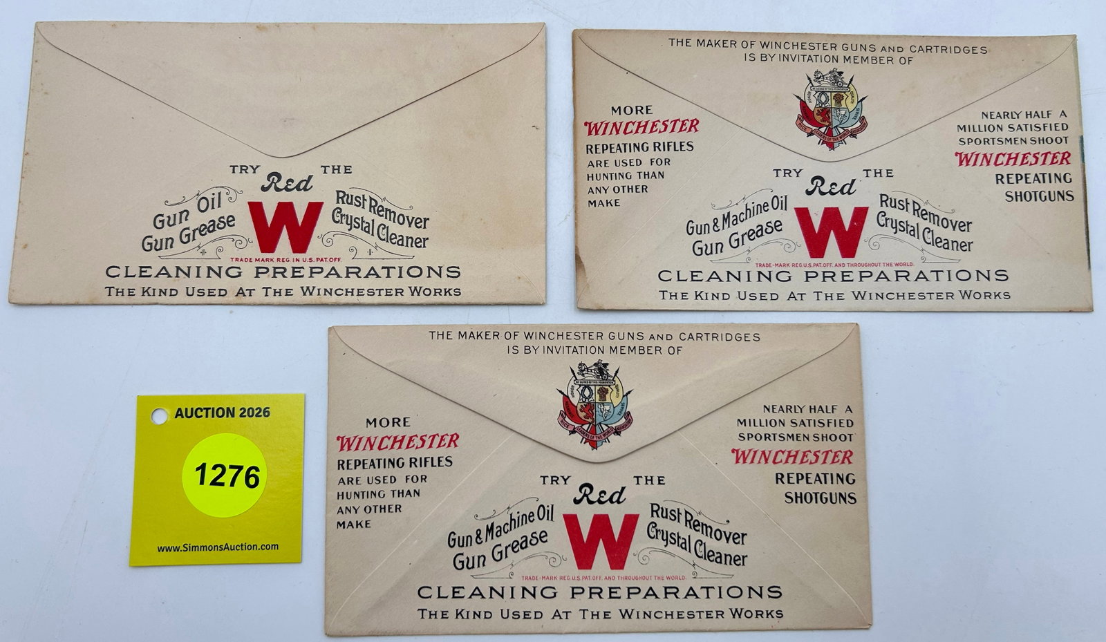 Lot of 3, Winchester Envelopes - 2