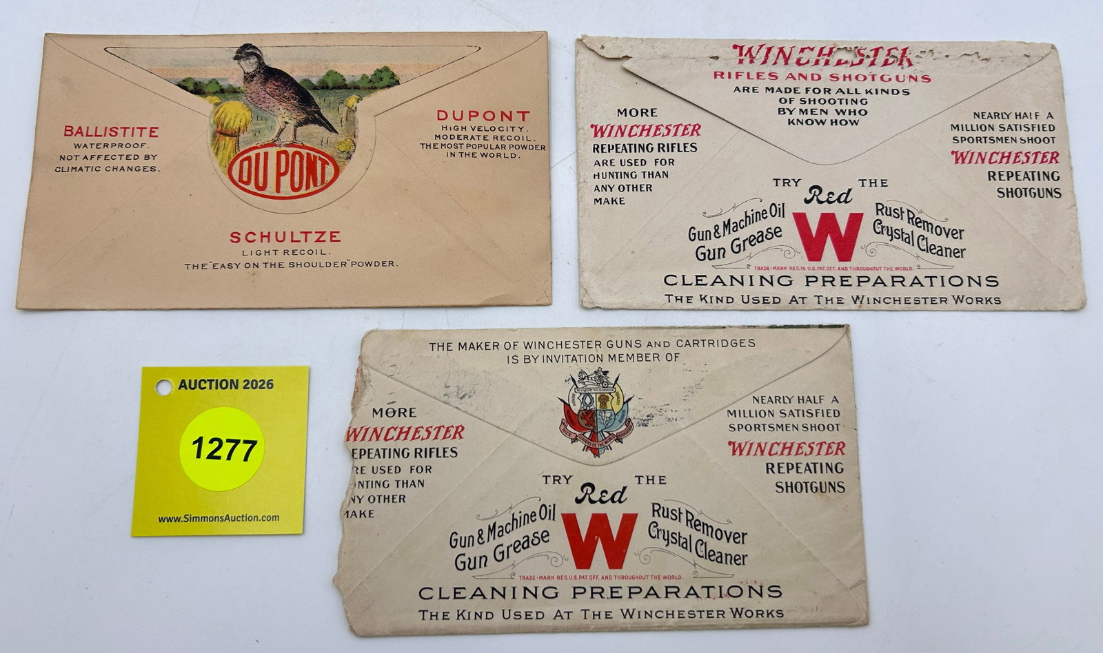 Lot of 3, Winchester Envelopes - 2