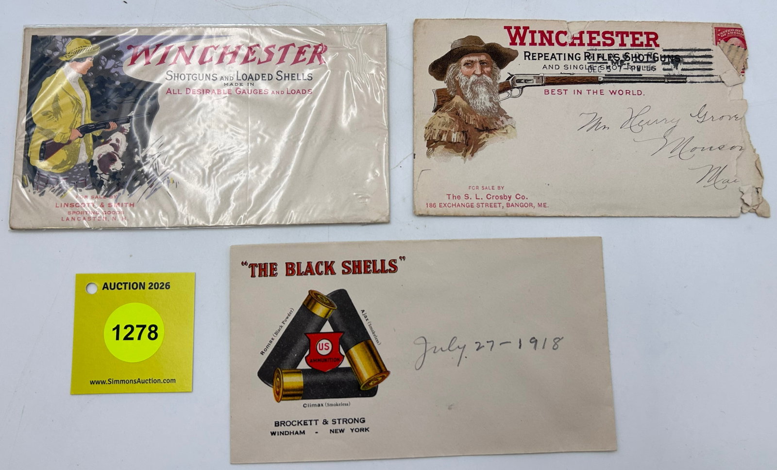 Lot of 3 envelopes, 2 of them Winchester: Lot of 3 envelopes, 2 of them Winchester