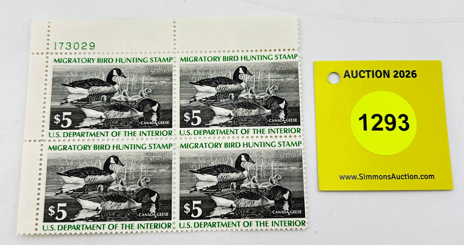 Stamps, 4 Canada Geese 1977 Migratory Bird Hunting Stamps (1 of 2)