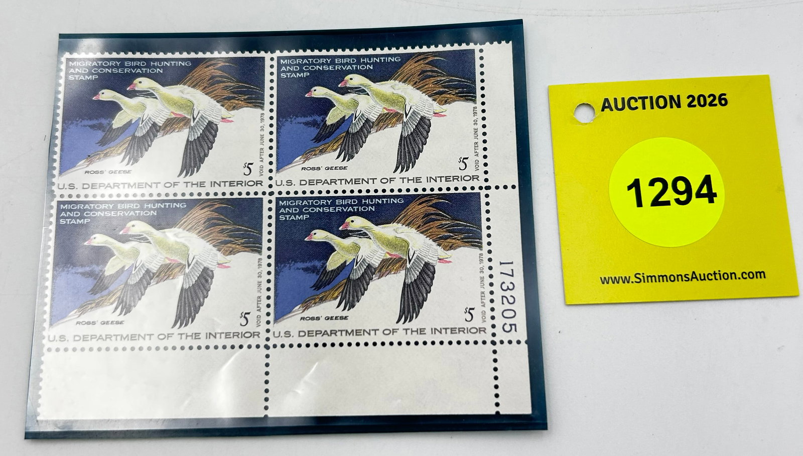 Stamps, 4 Ross Geese 1978 Migratory Bird Hunting Stamps (1 of 2)