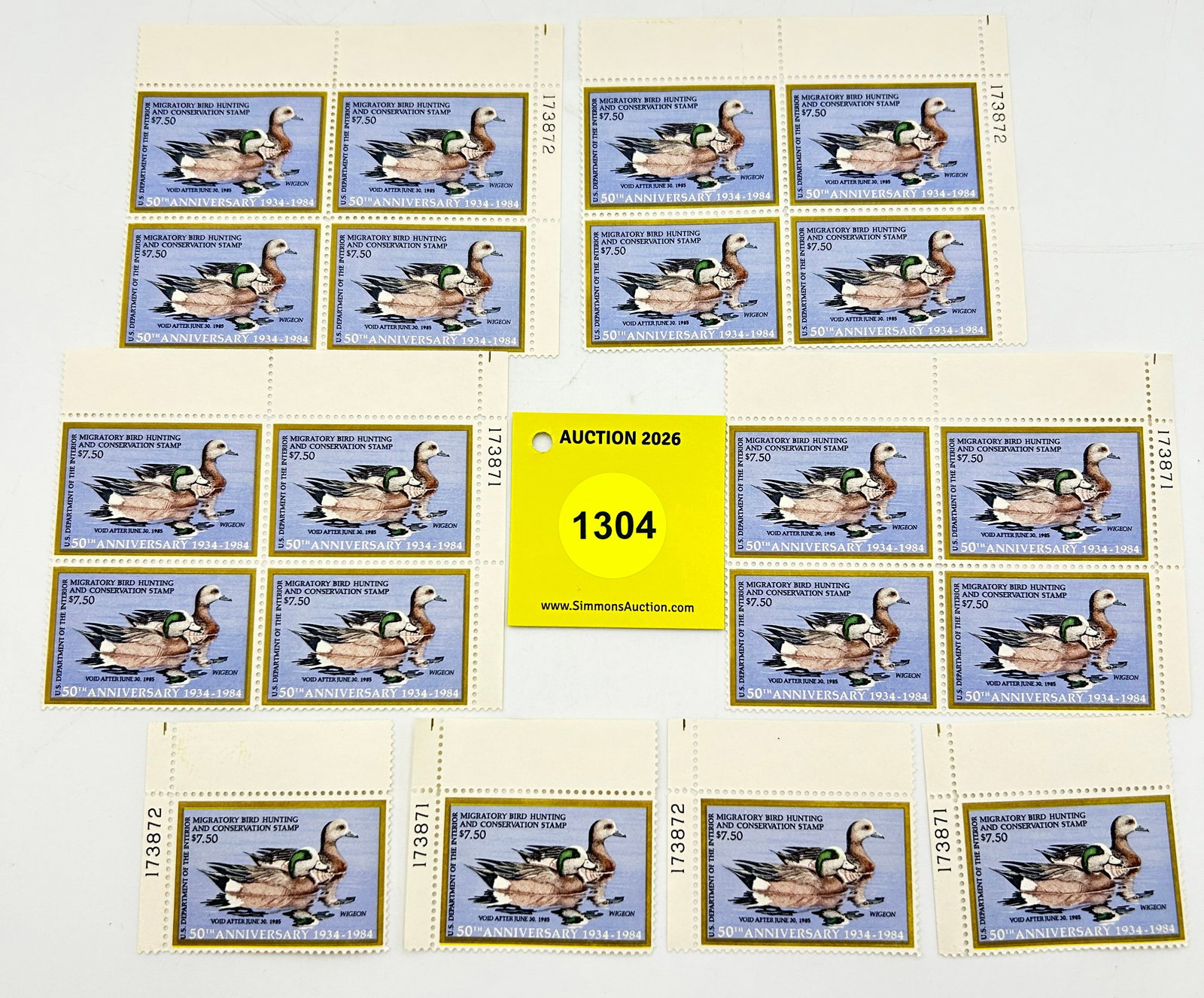 Lot of 6, (4) Blocks of 4 Stamps, (2) individual stamps. Migratory bird Hunting Stamp RW?? (1934-... (1 of 2)