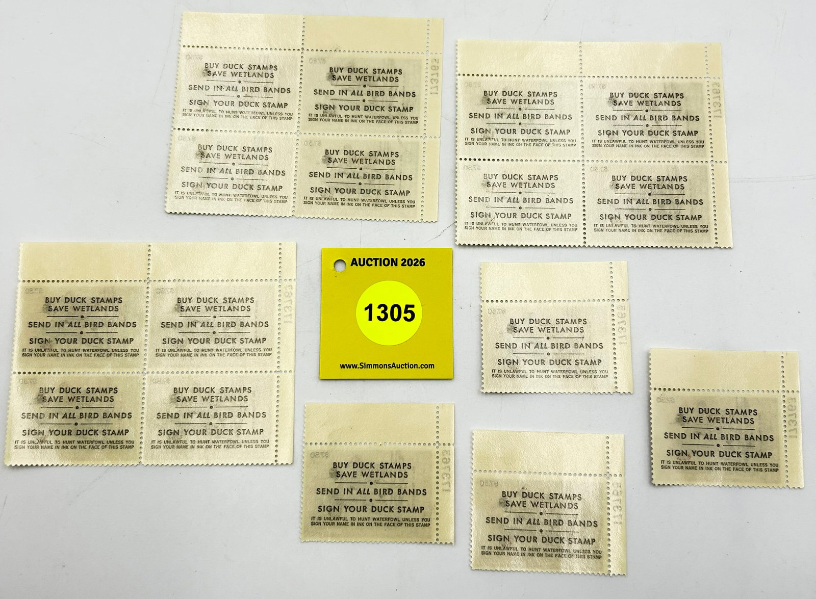 Lot of 7, (3) Block of 4 Stamps, (4) individual stamps, Migratory Bird Hunting Stamp RW??. (1983)... - 2