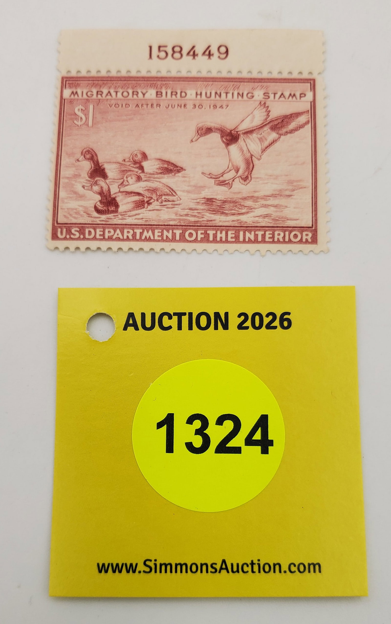 Migratory Bird Hunting Stamp $1, RW13 (1946-47). Good Unused #158449: Migratory Bird Hunting Stamp $1, RW13 (1946-47). Good Unused #158449