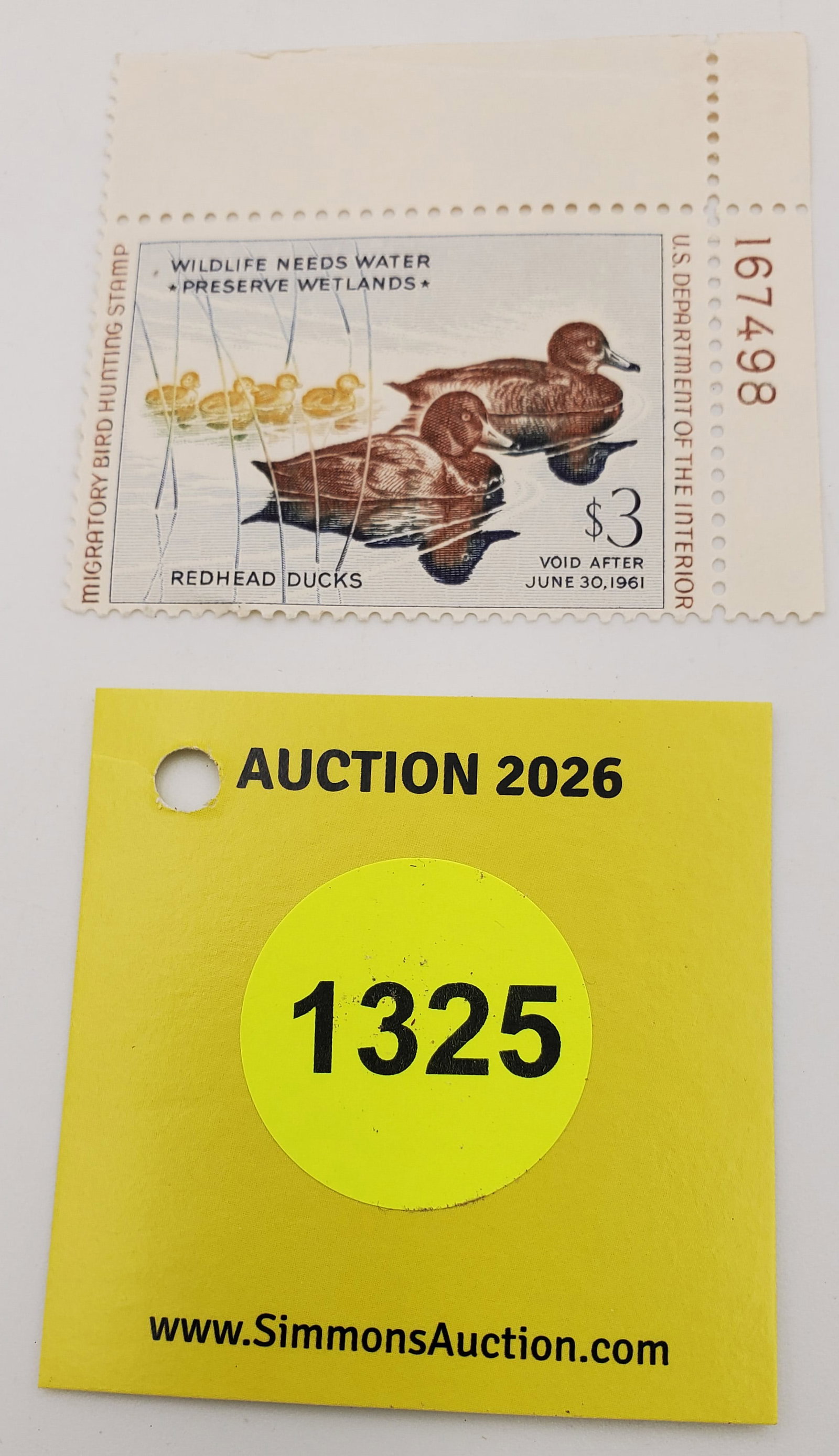 Migratory Bird Hunting Stamp $3 RW27 (1960-61). Good Unused #167498 (1 of 2)