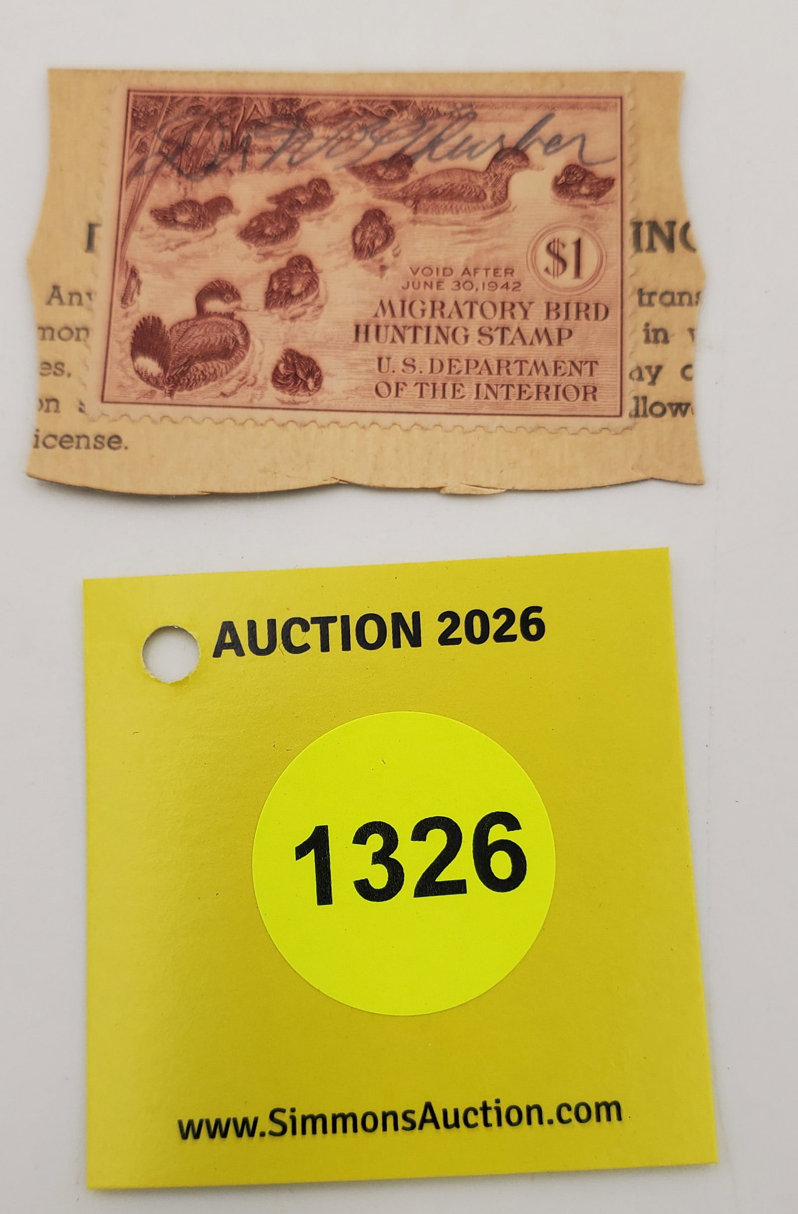 Migratory Bird hunting Stamp $1 RW8 (1941-42). Used (1 of 2)