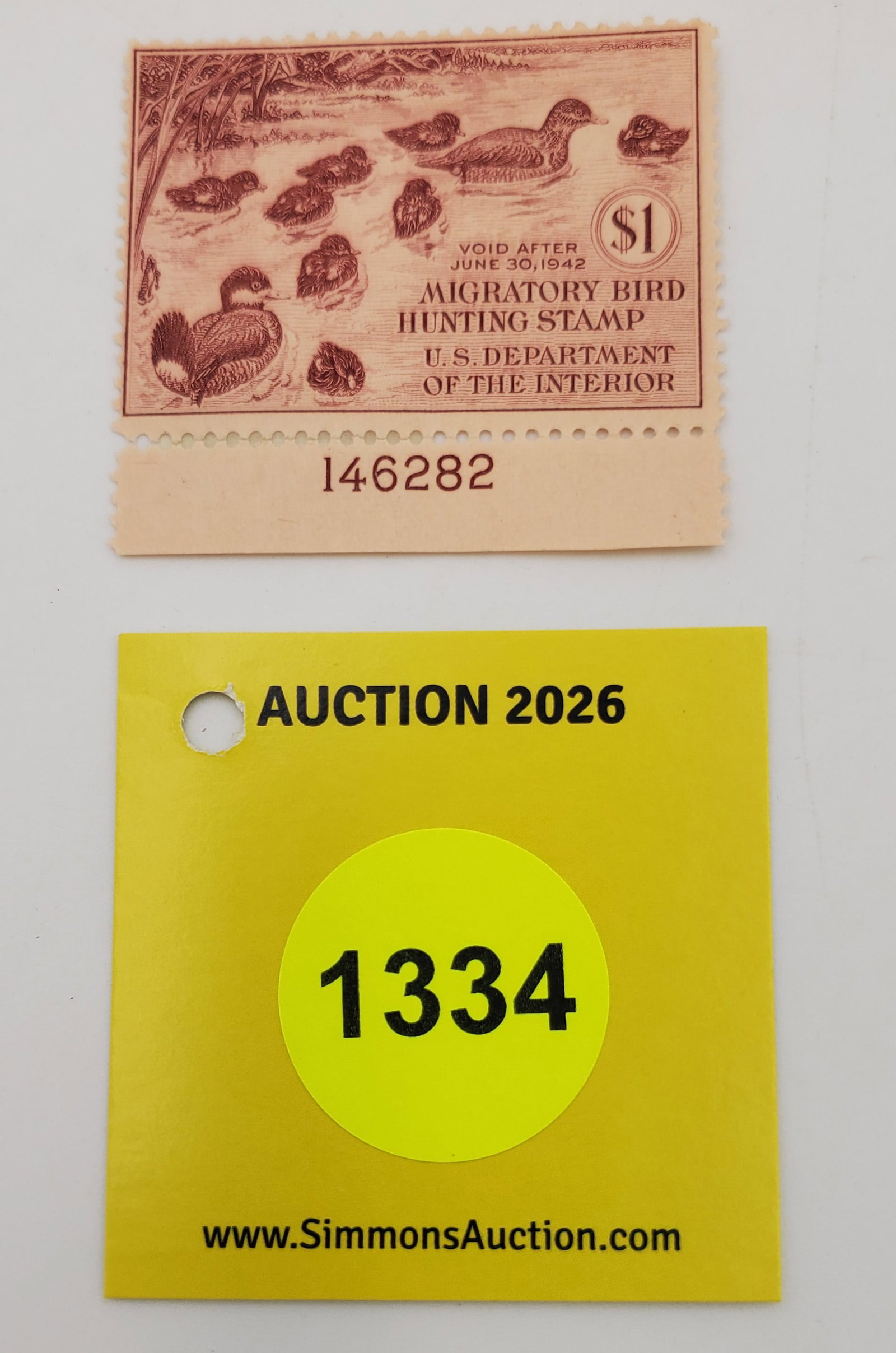Migratory Bird Hunting Stamp $1 RW?? (141-42). Good Unused #146282: Migratory Bird Hunting Stamp $1 RW?? (141-42). Good Unused #146282
