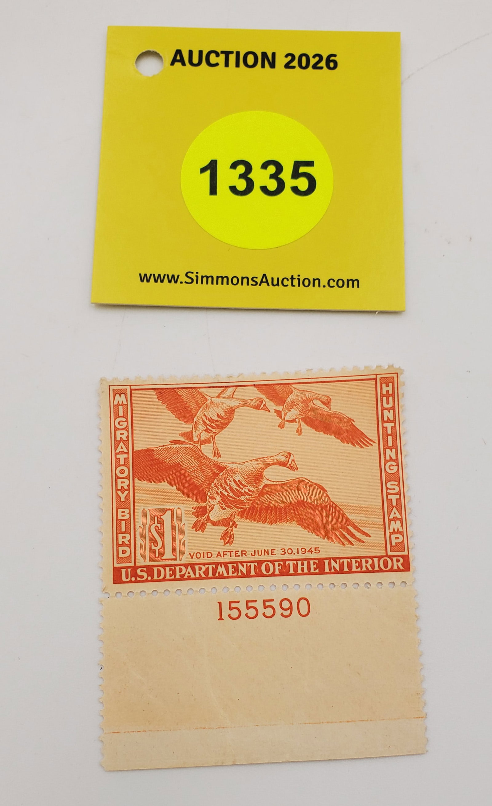 Migratory Bird Hunting Stamp $1 RW?? (1944-45). Good Unused #155590: Migratory Bird Hunting Stamp $1 RW?? (1944-45). Good Unused #155590