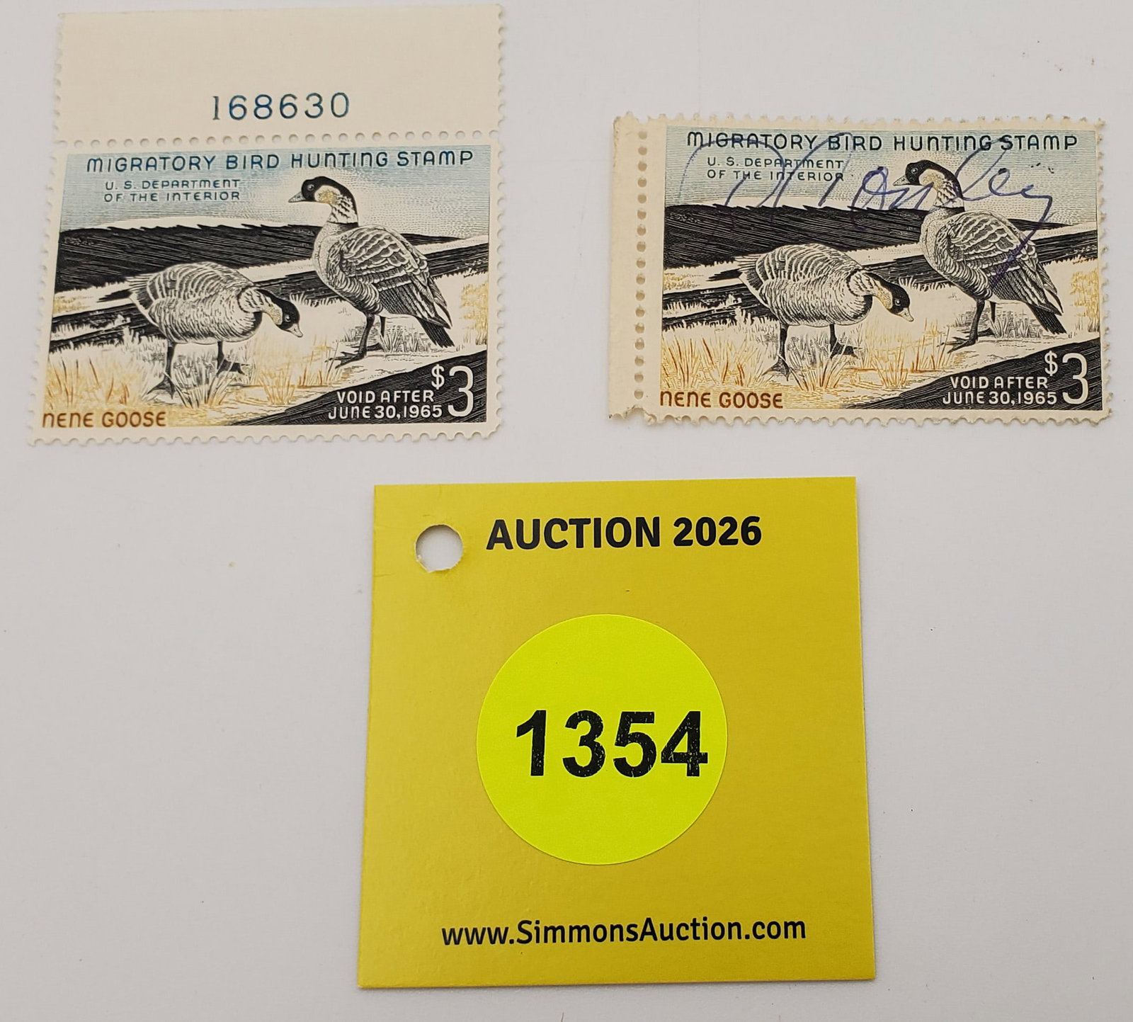 Lot of 2 Migratory Bird Hunting $3 RW31 (1964-65) One unused, other used #168630 (1 of 2)