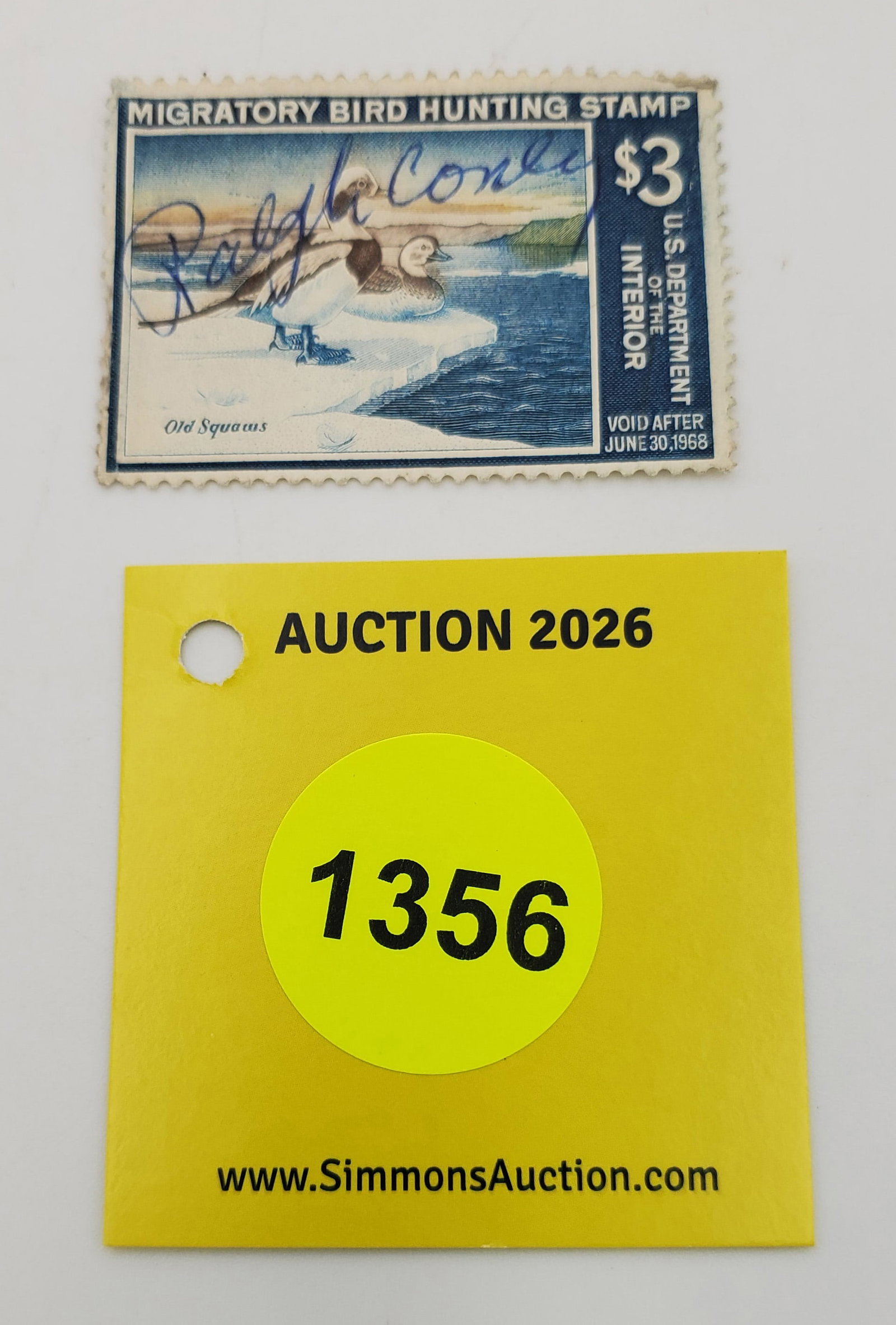 Migratory Bird Hunting Stamp $3 RW34 (1967-68). Used (1 of 2)