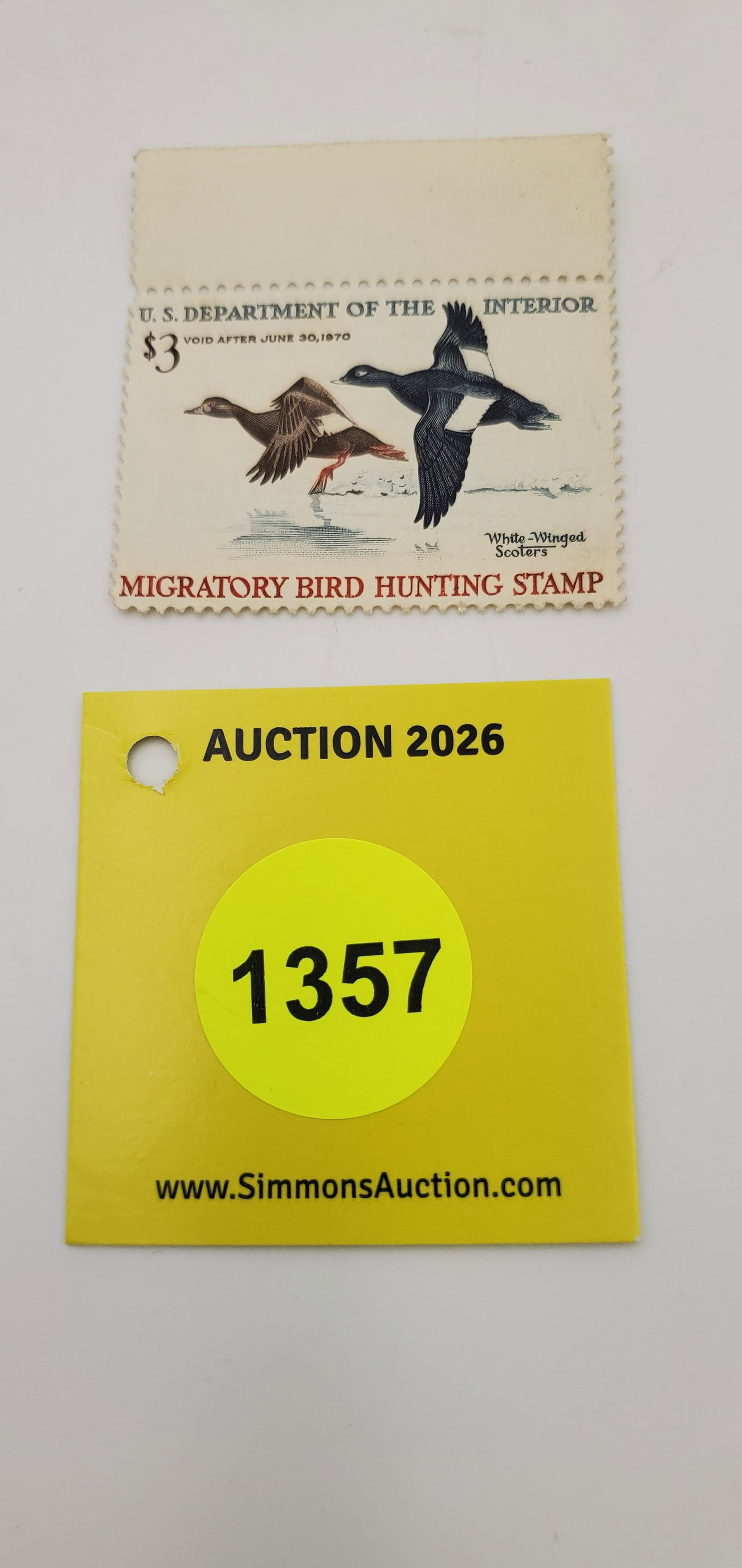Migratory Bird Hunting Stamp $3 RW36 (1969-70). Good Unused (1 of 2)