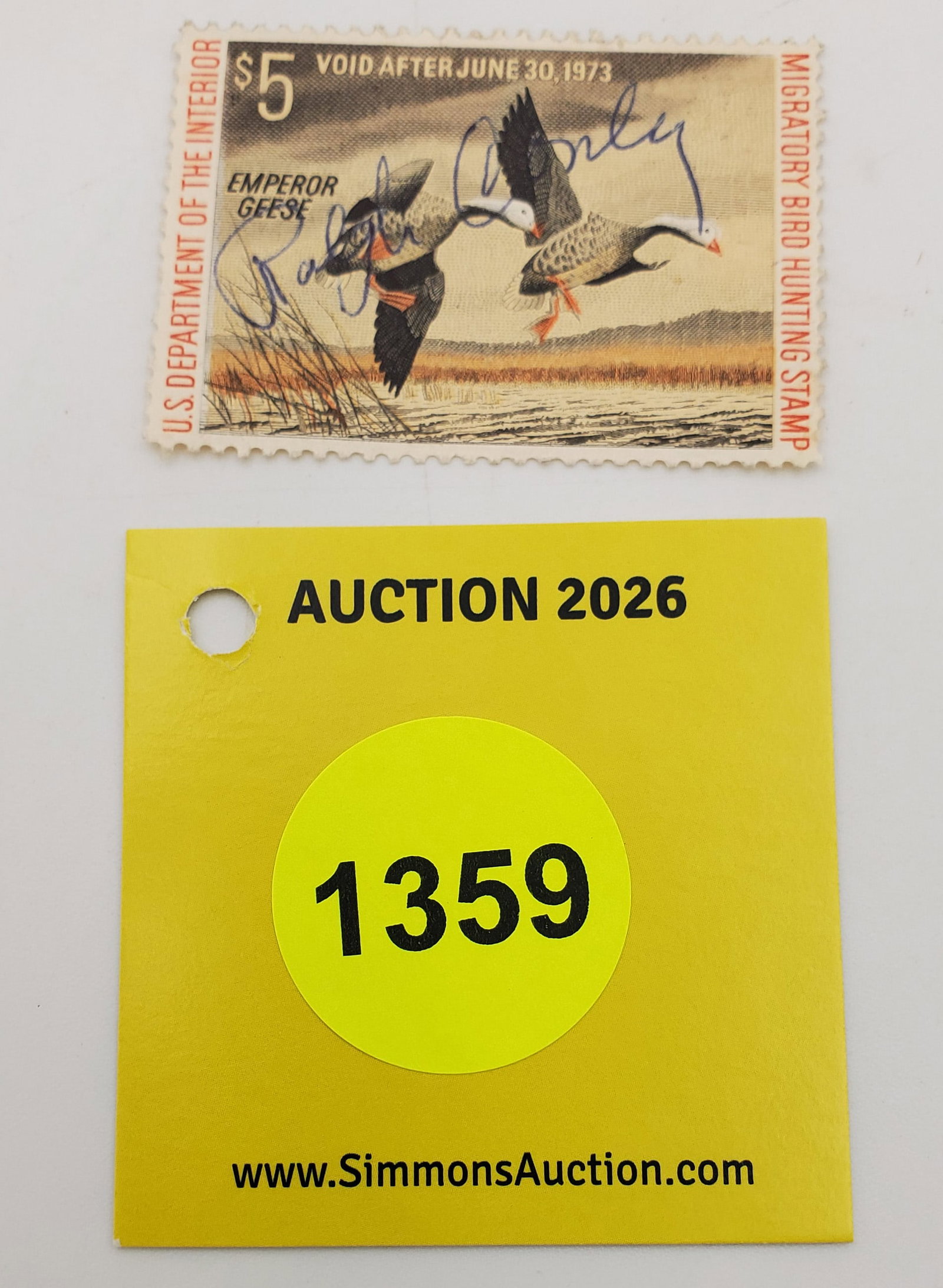 Migratory Bird Hunting Stamp $5 RW39 (1972-73). Used (1 of 2)