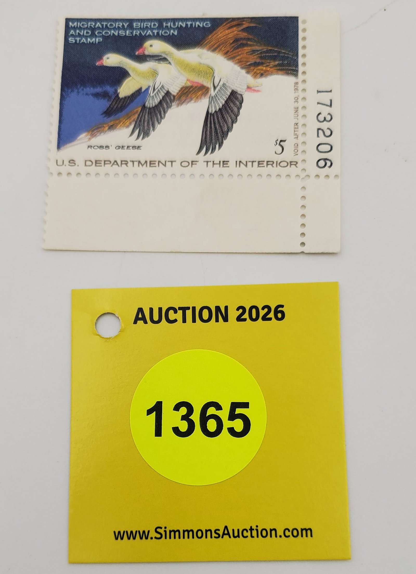 Migratory Bird Hunting Stamp $5 RW44 (1975-76). Good Unused #173206: Migratory Bird Hunting Stamp $5 RW44 (1975-76). Good Unused #173206