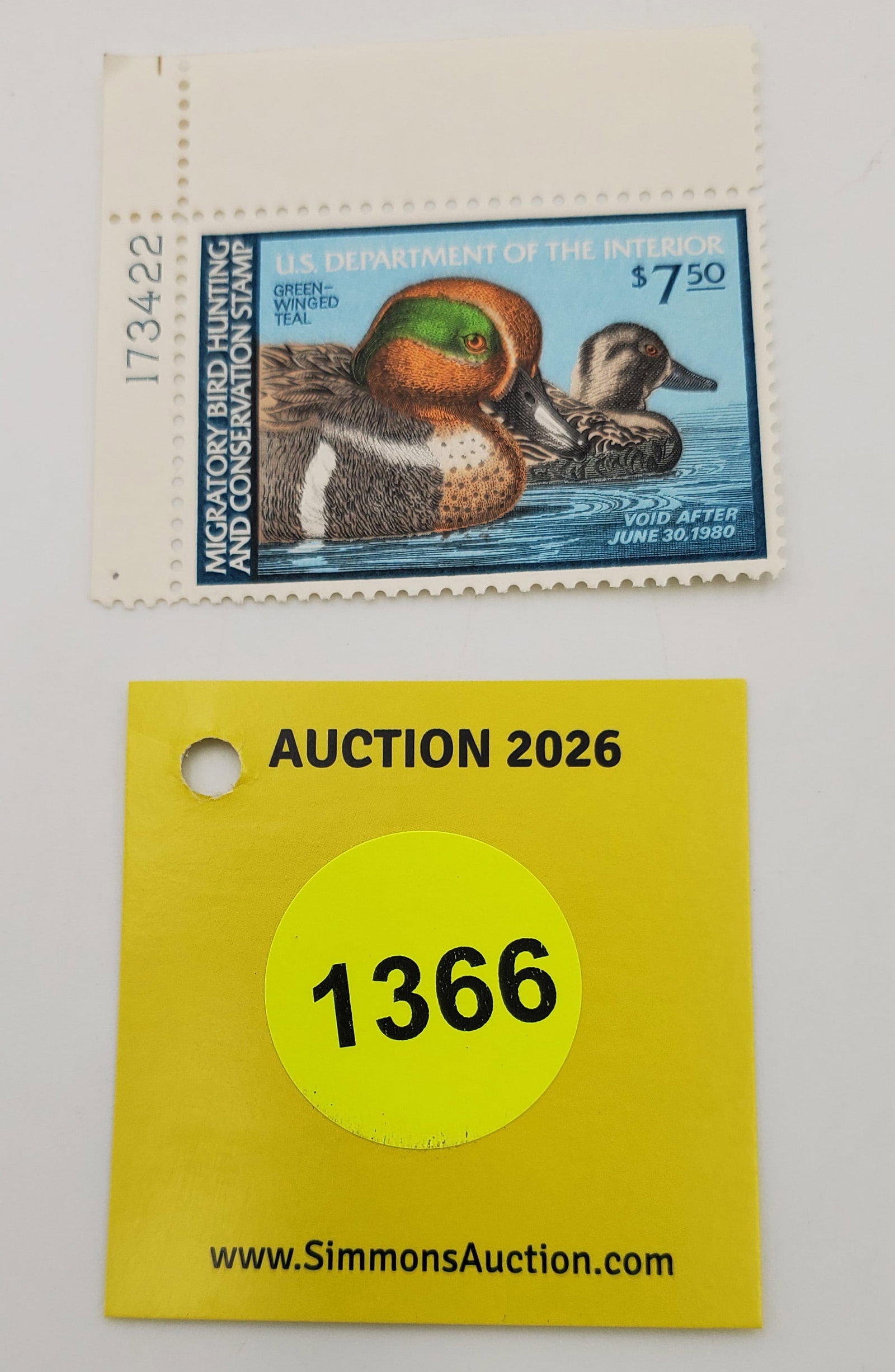 Migratory Bird Hunting Stamp $7.50 RW46 (1979-80). Good Unused #143422 (1 of 2)