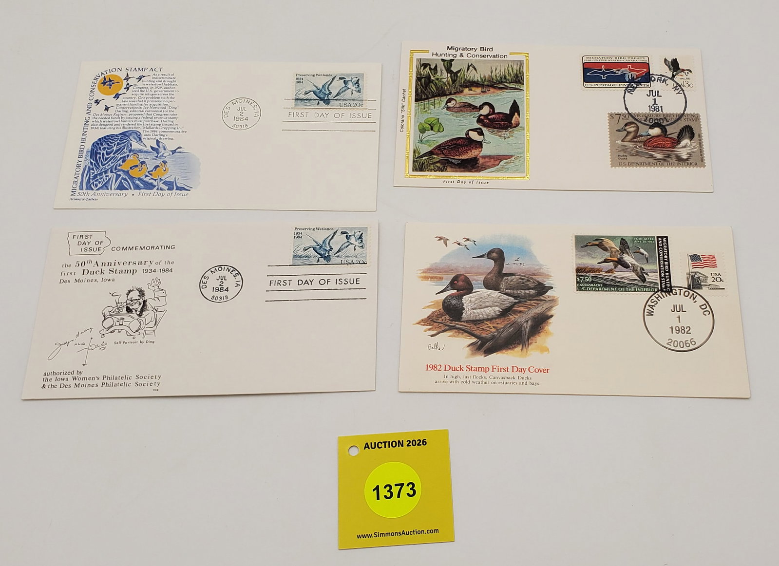 Lot of 4 Migratory Bird Hunting Stamps on Envelopes RW??, First day of issue. (1 of 1)