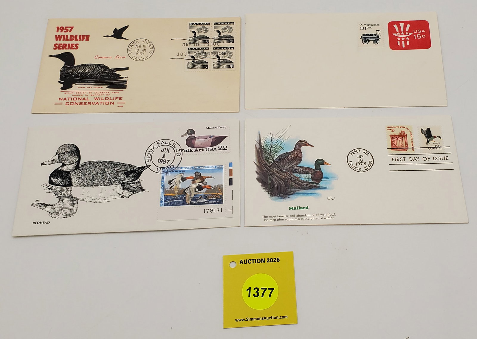 Lot of 4 Misc. Waterfowl Stamps on Envelopes. (1 of 1)