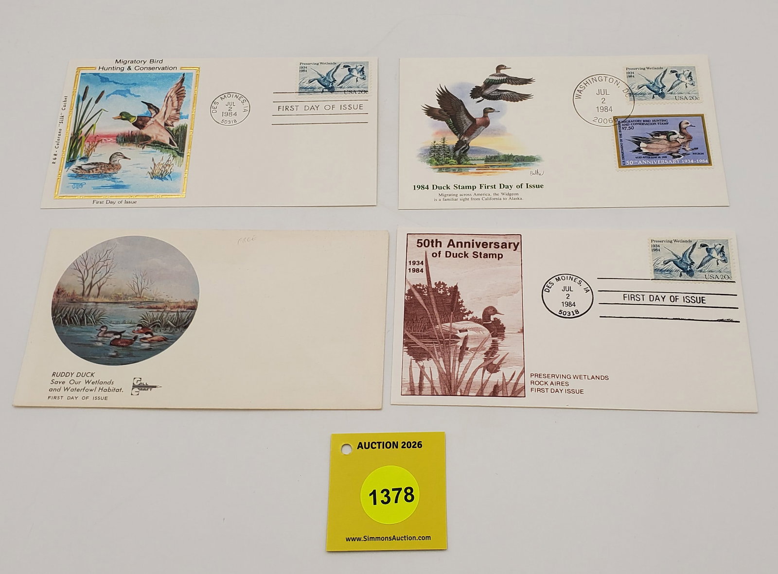 Lot of 4 Migratory Bird Hunting Stamp on Envelope RW??. First day of issue, (1 of 1)