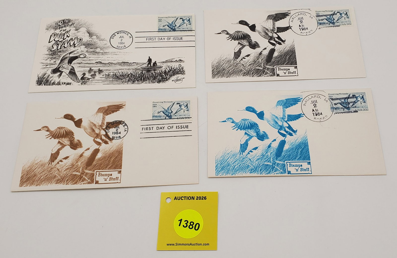 Lot of 4 Misc. Waterfowl Stamps on Envelopes. (1 of 1)