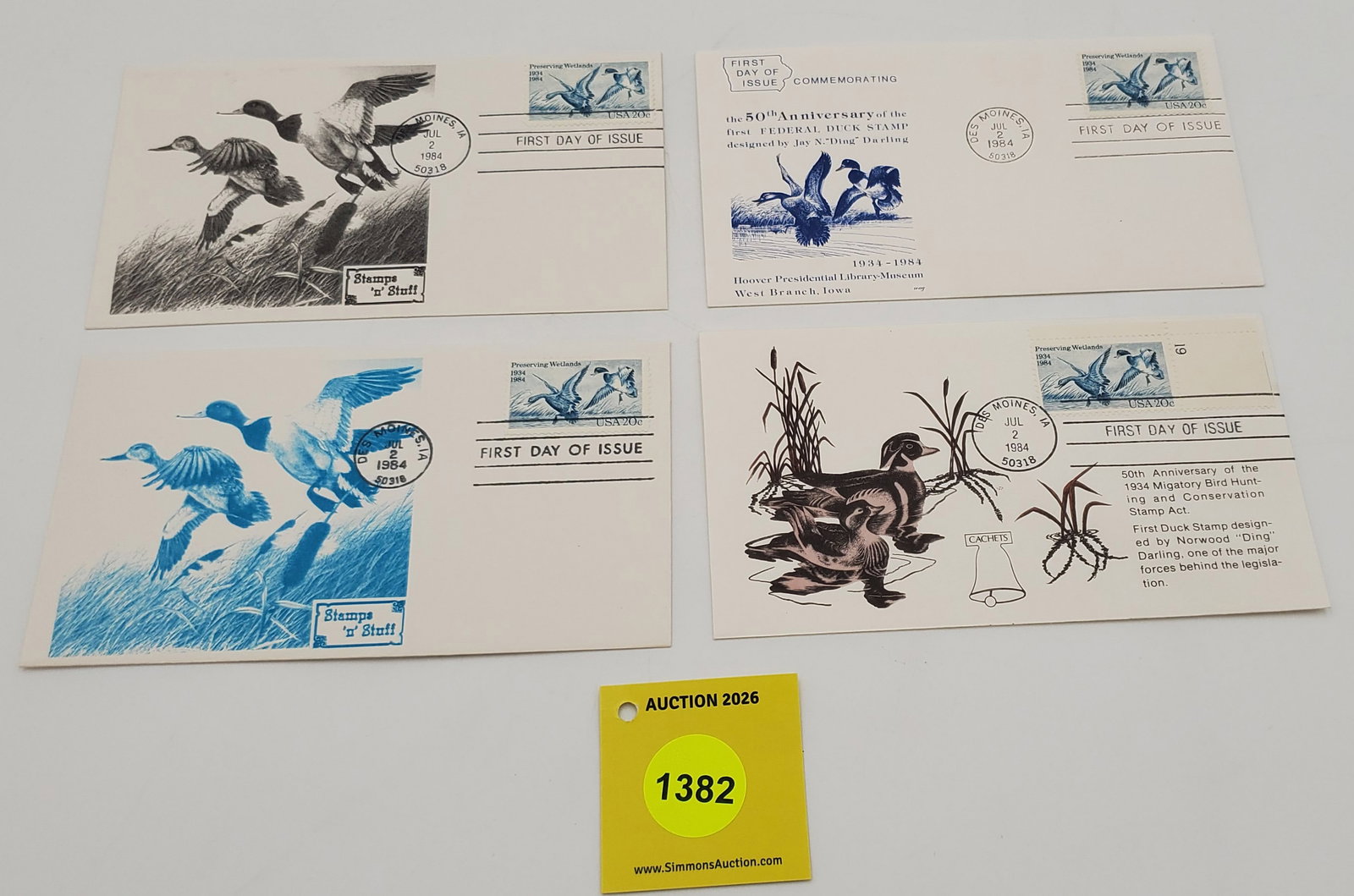 Lot of 4 Misc. Migratory Bird Stamp on Envelopes (1 of 1)