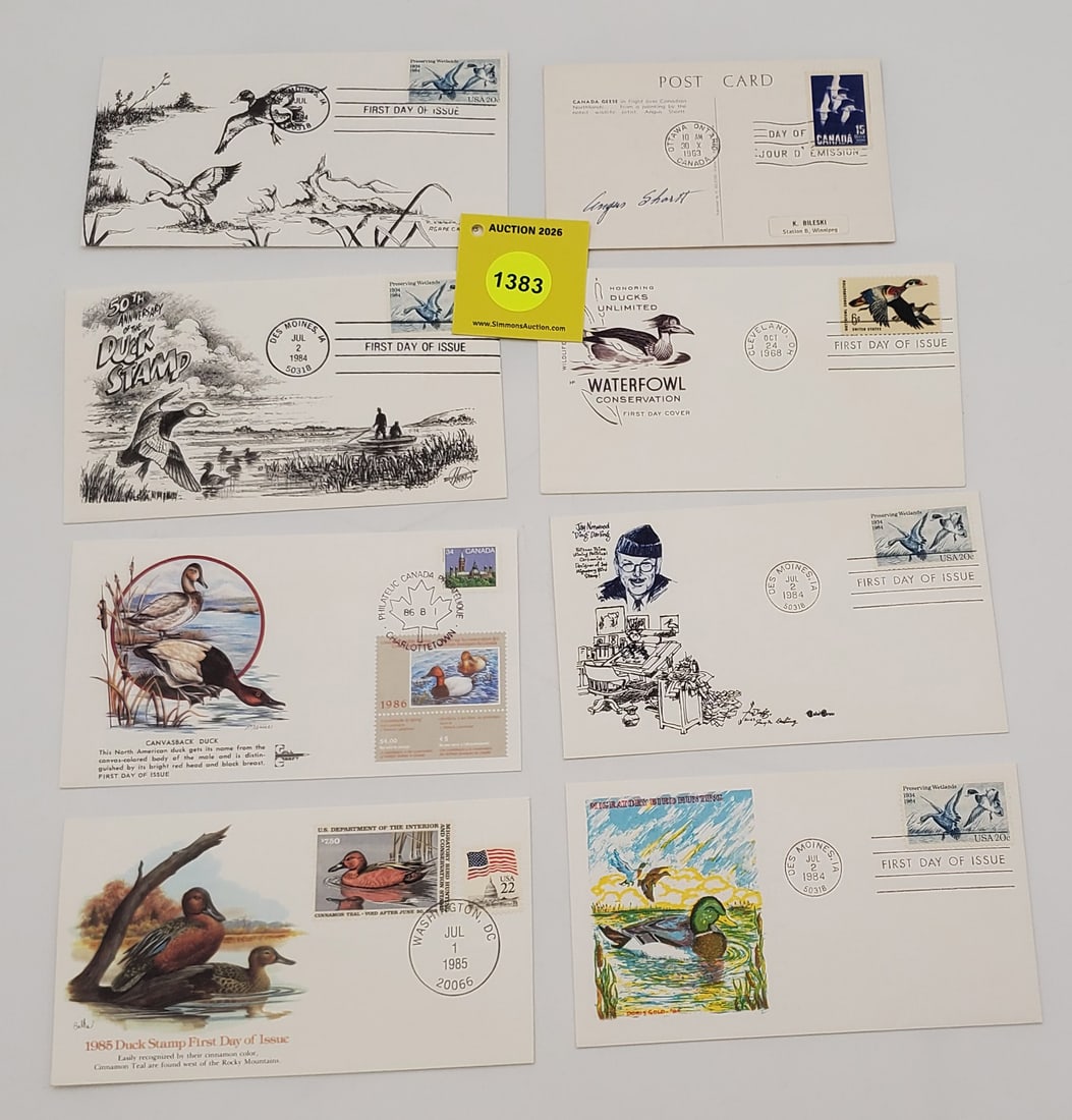 Lot of 8 Migratory Bird stamp on envelope - 2