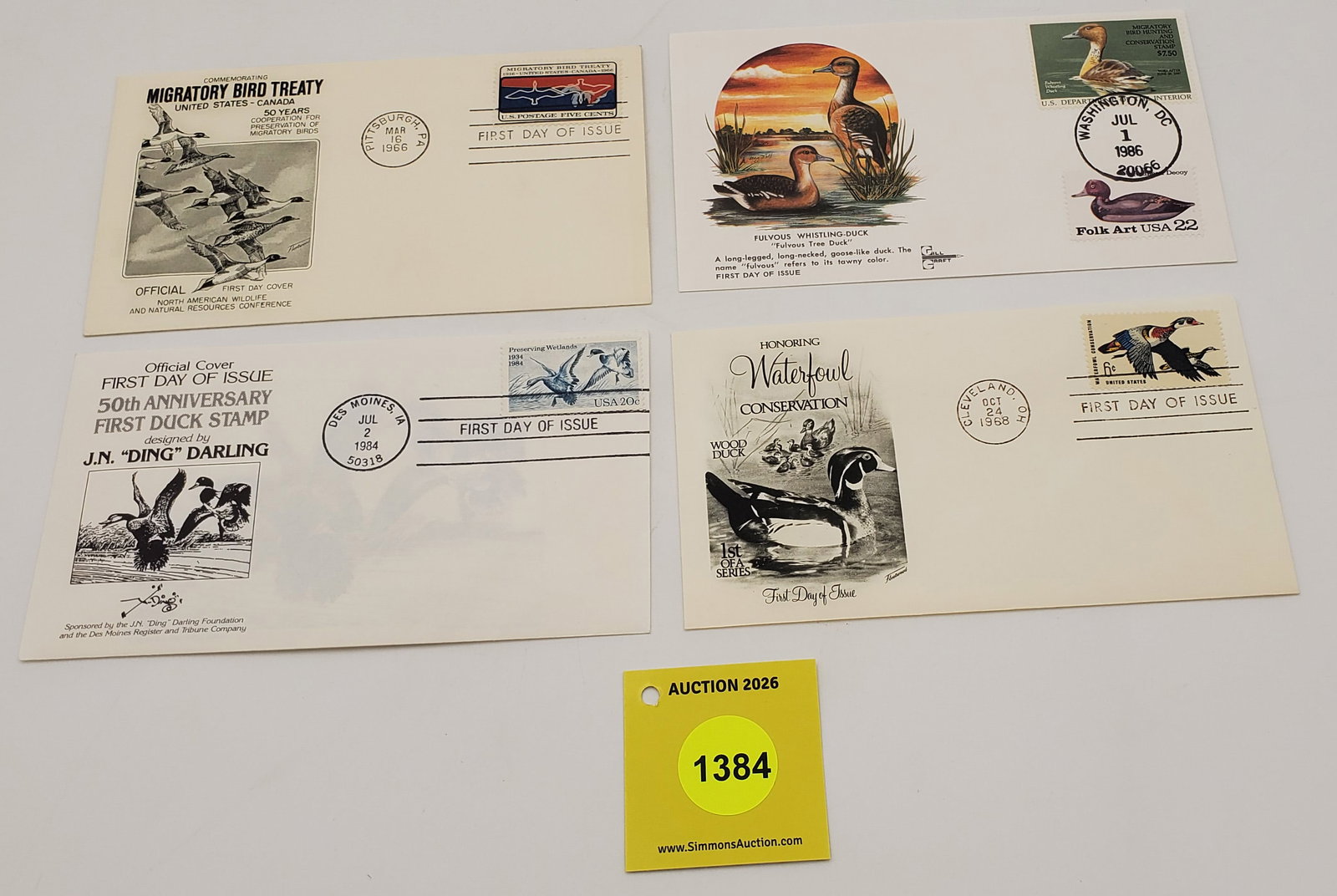 Lot of 4 Migratory Bird stamp on envelope: Lot of 4 Migratory Bird stamp on envelope