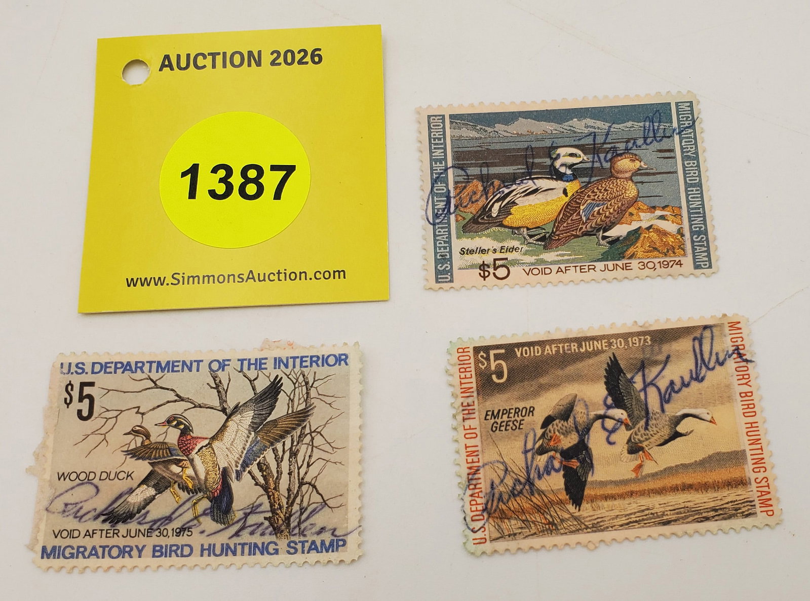Lot of 2 Migratory Bird Hunting Stamps both $5 RW?? (1974-1975). Used (1 of 2)