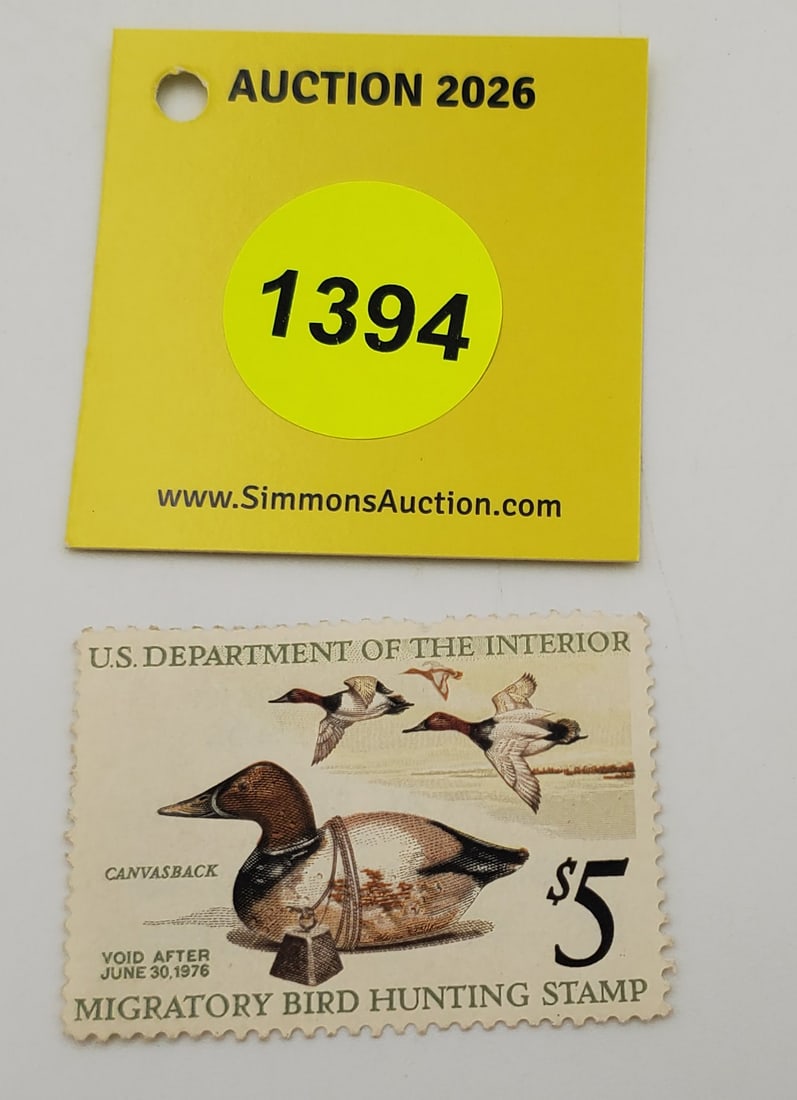 Migratory Bird Hunting Stamp $5 RW?? (1975-76). Good unused (1 of 2)