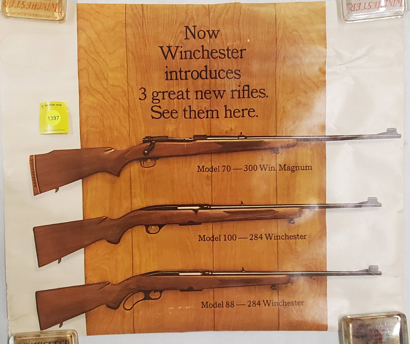 Now Winchester interduces three new rifles poster: Now Winchester interduces three new rifles poster