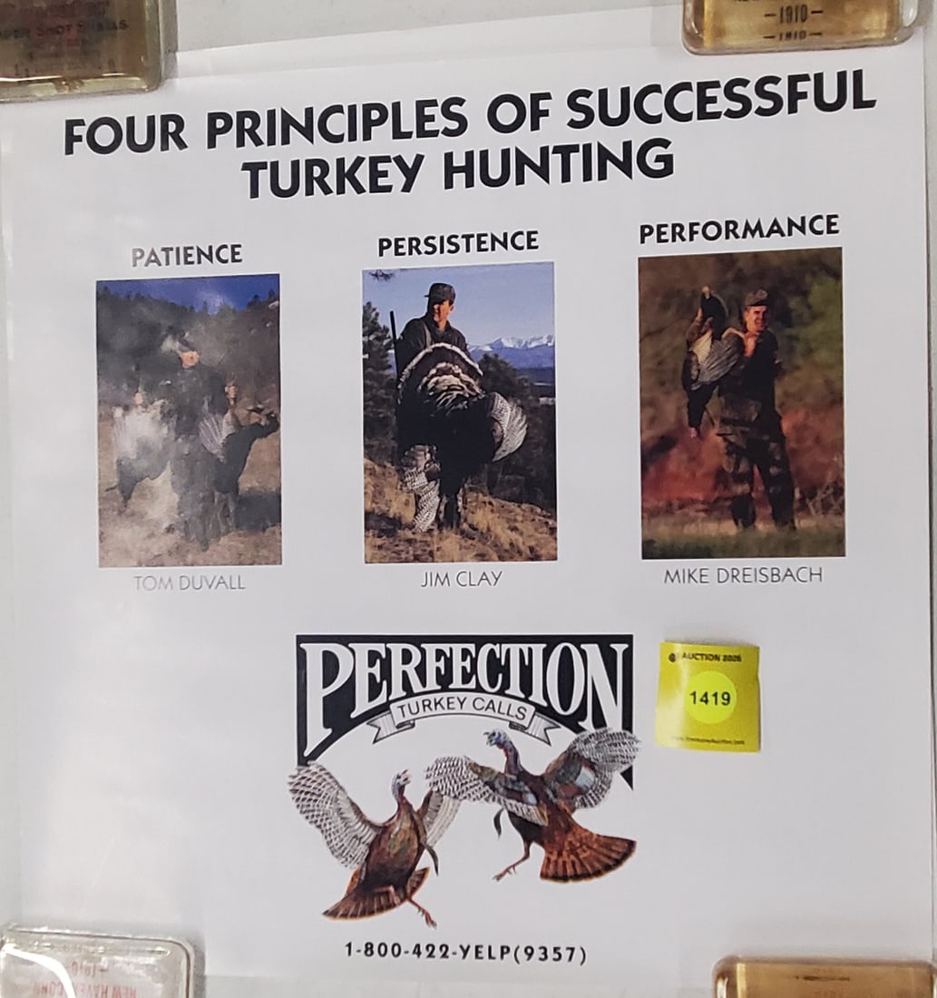 Lot of 2 four principles of successful turkey hunting and perfection turkey calls poster (1 of 1)