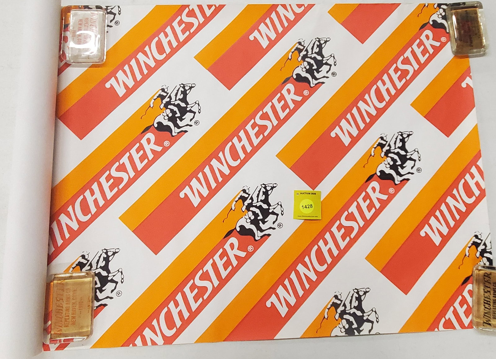 Winchester paper banner, w/ Winchester fall hunting poster, and loan up and save poster: Winchester paper banner, w/ Winchester fall hunting poster, and loan up and save poster