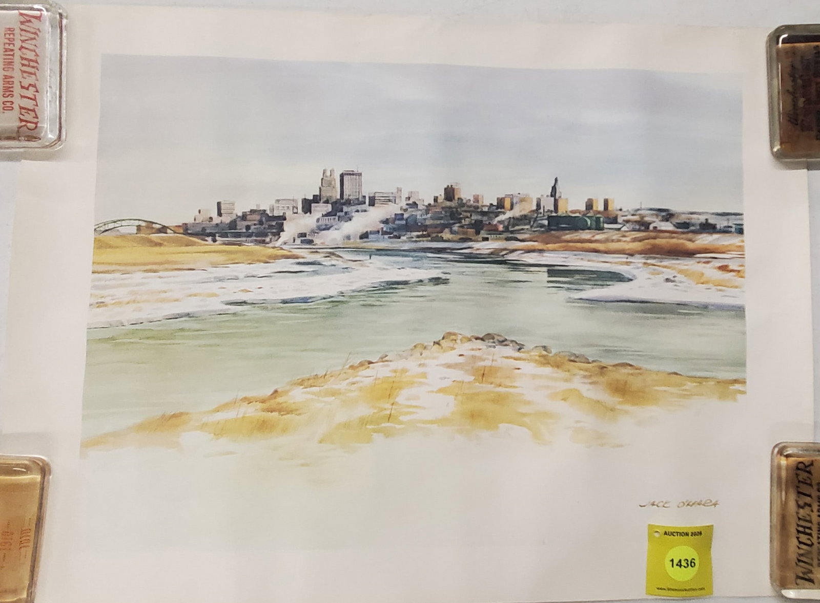 Jack O'Heara, artist reprint of city and river: Jack O'Heara, artist reprint of city and river