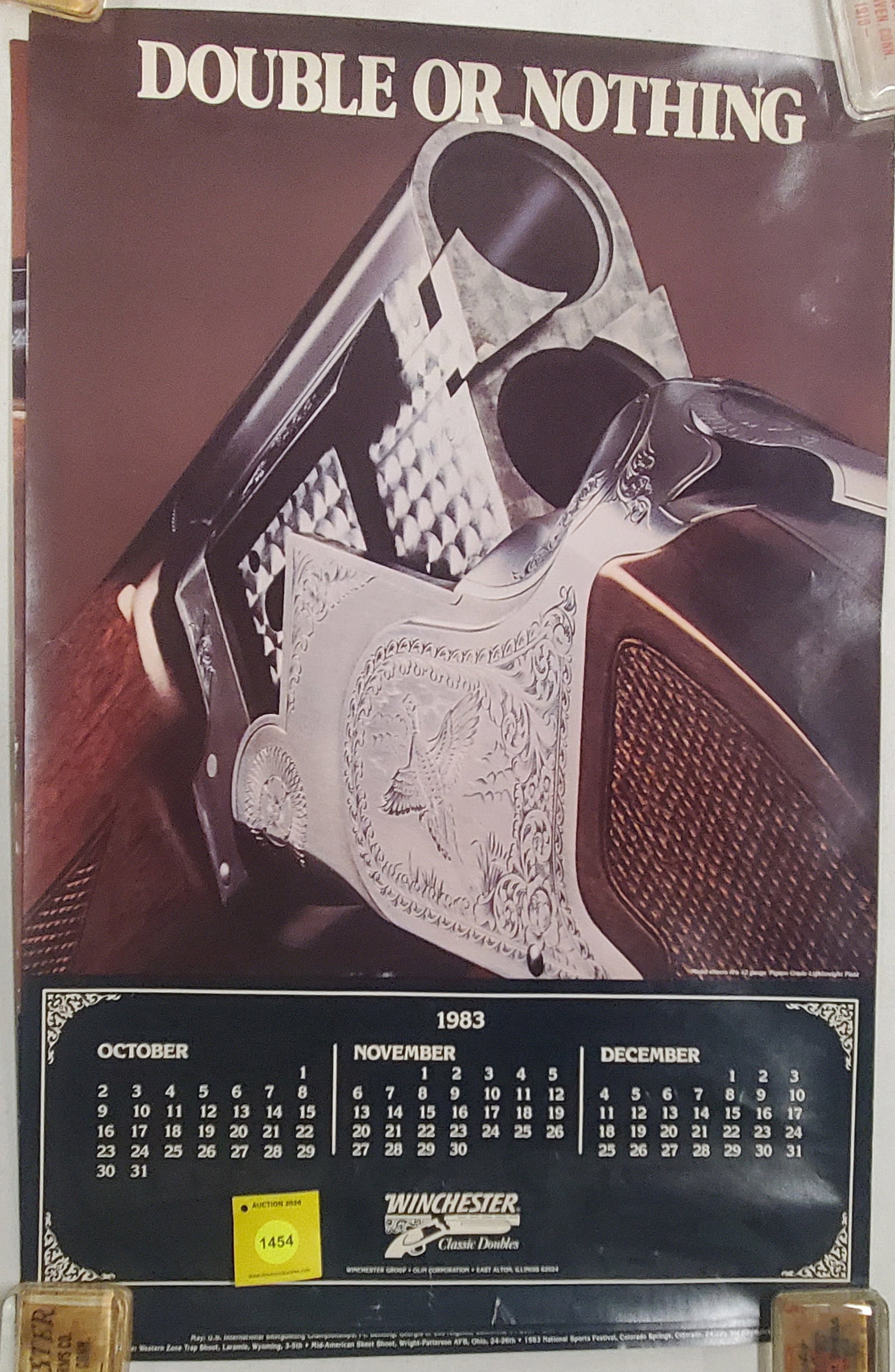 Lot of 3 Winchester Double Firearms 1983 Calander April through December: Lot of 3 Winchester Double Firearms 1983 Calander April through December