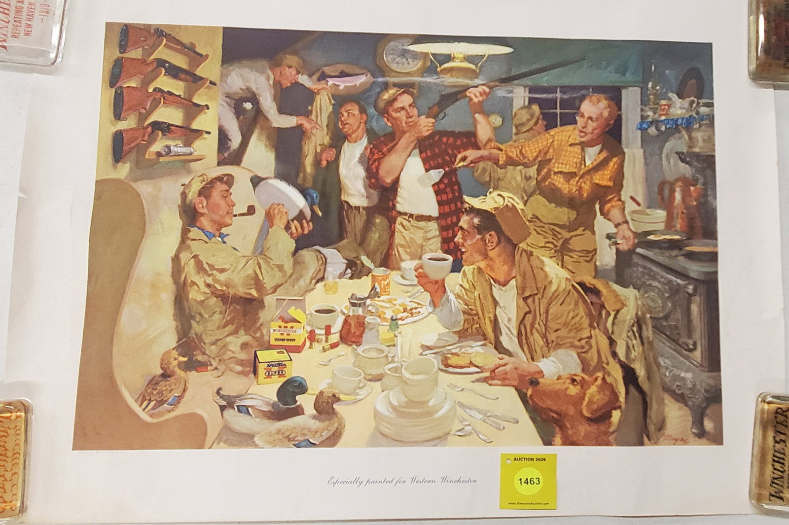 Winchester breakfast at the hunting camp paper print: Winchester breakfast at the hunting camp paper print