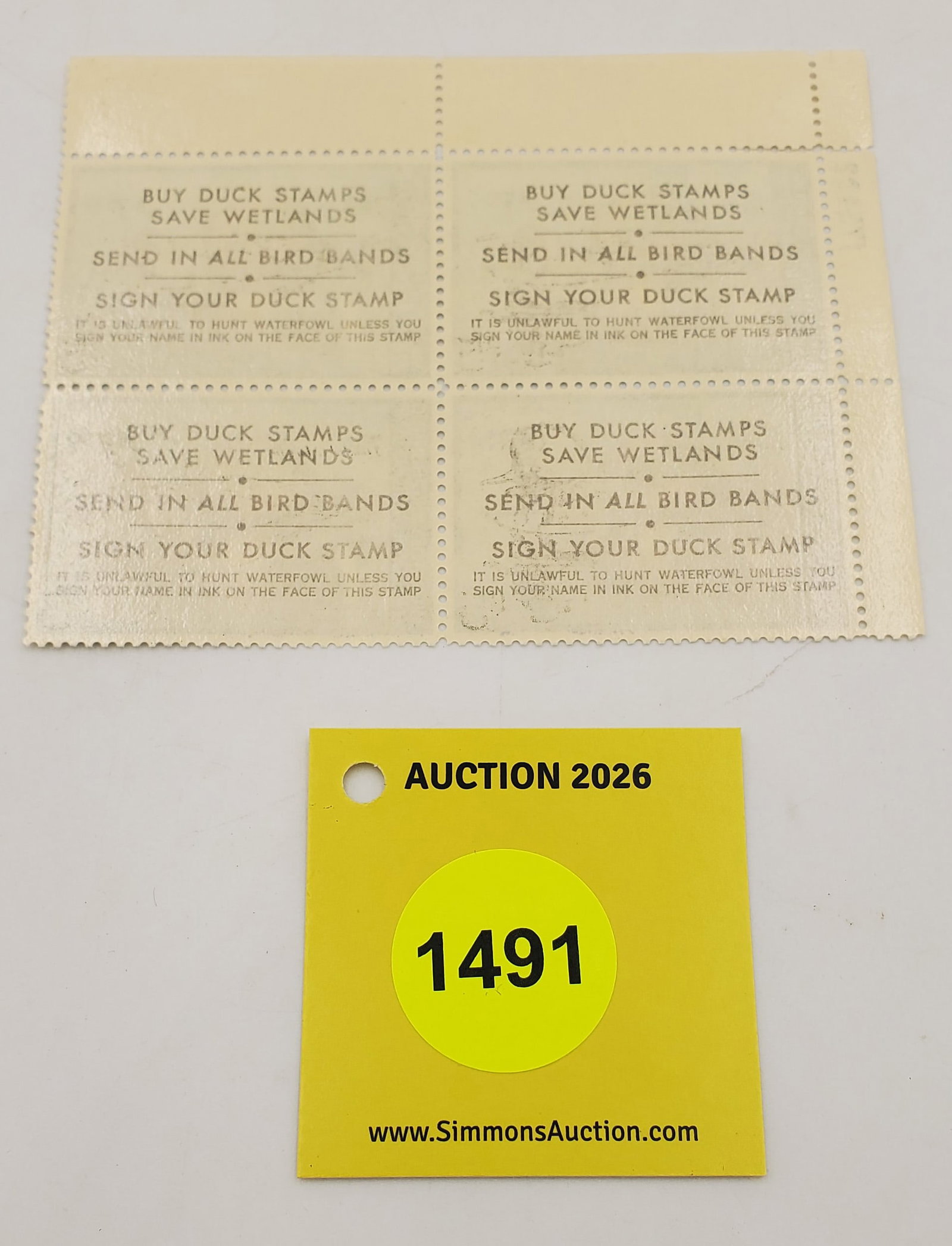 Block of 4 stamps Migratory Bird Hunting Stamps $7.50 RW?? (1980) Good Unused #173422 - 2