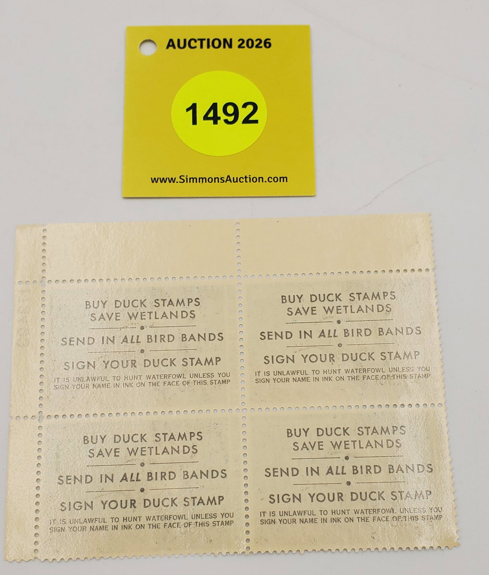 Block of 4 stamps Migratory Bird Hunting Stamps $7.50 RW?? (1980) Good Unused #173493 - 2