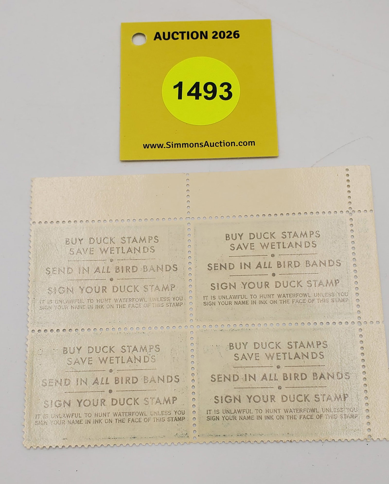 Block of 4 stamps Migratory Bird Hunting Stamps $7.50 RW?? (1980) Good Unused #173423 - 2